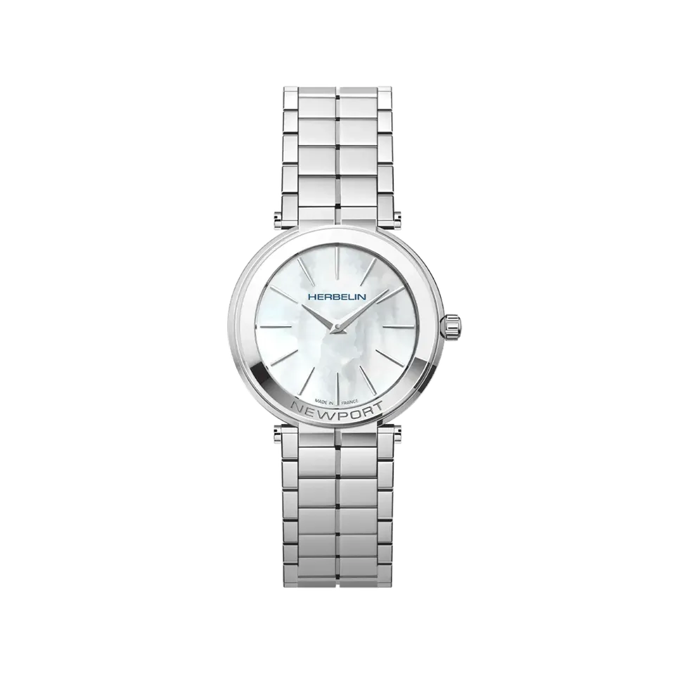 herbelin-newport-slim-femme-acier-316l-nacre-blanche-quartz image 1