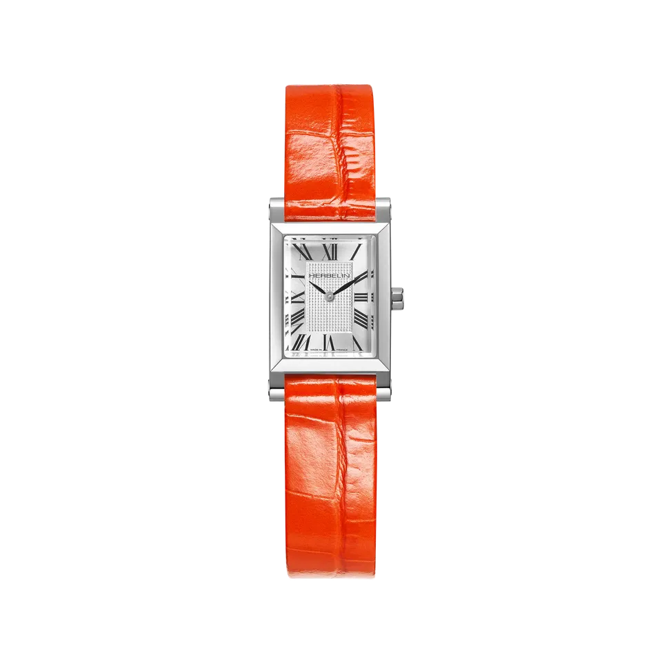 herbelin-antar-s-quartz-originale-montre-femme-acier-cuir-orange image 1