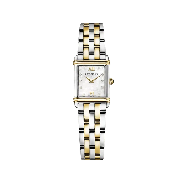 herbelin-art-d-co-quartz-bicolore-zirconium-montre-femme image 1