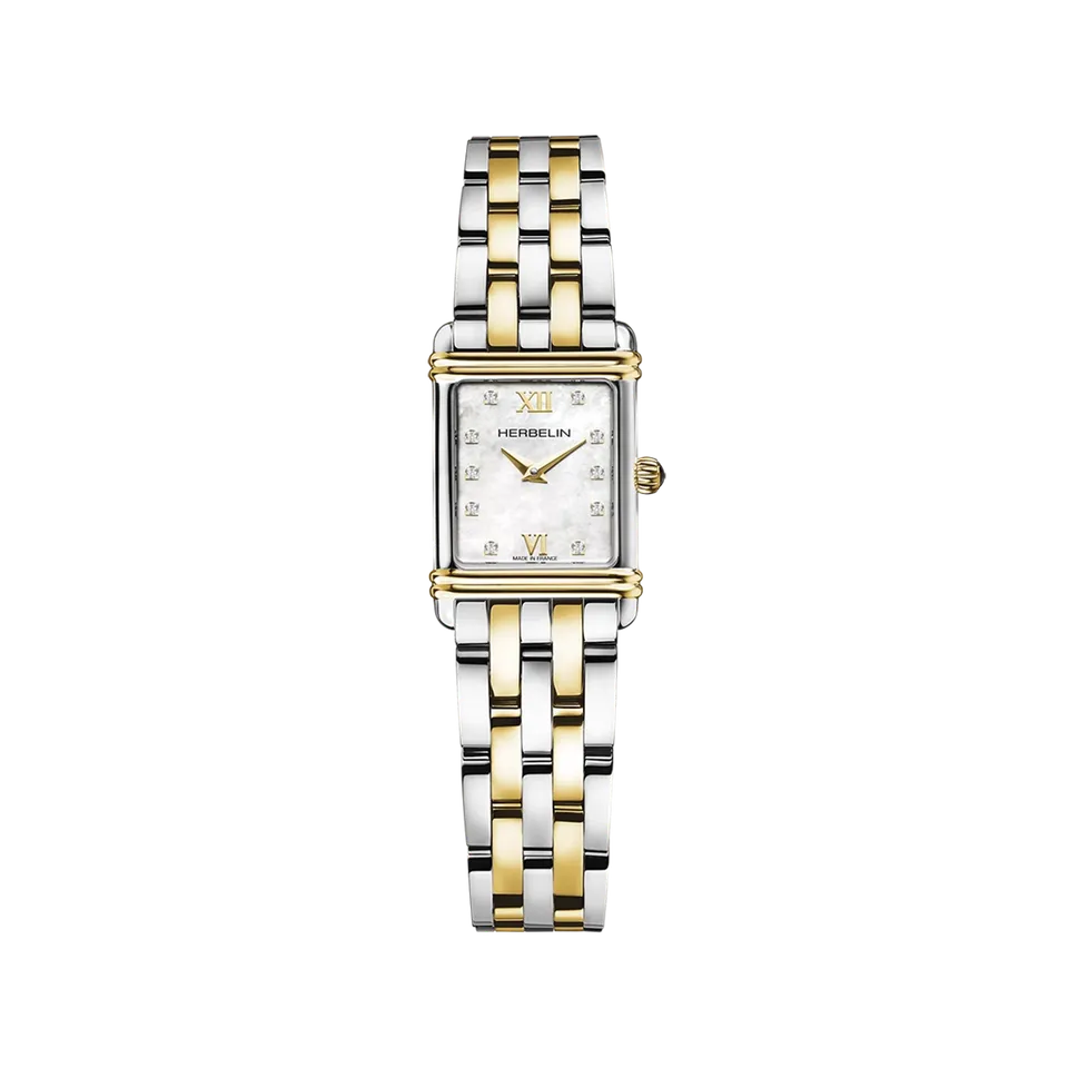 herbelin-art-d-co-quartz-bicolore-zirconium-montre-femme image 1