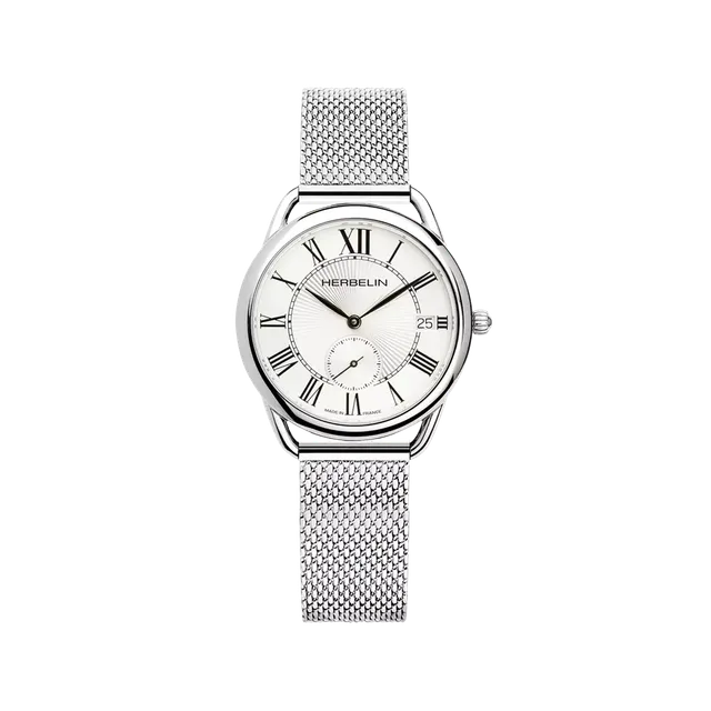 herbelin-quinoxe-petite-seconde-quartz-femme-maille-milanaise-acier image 1