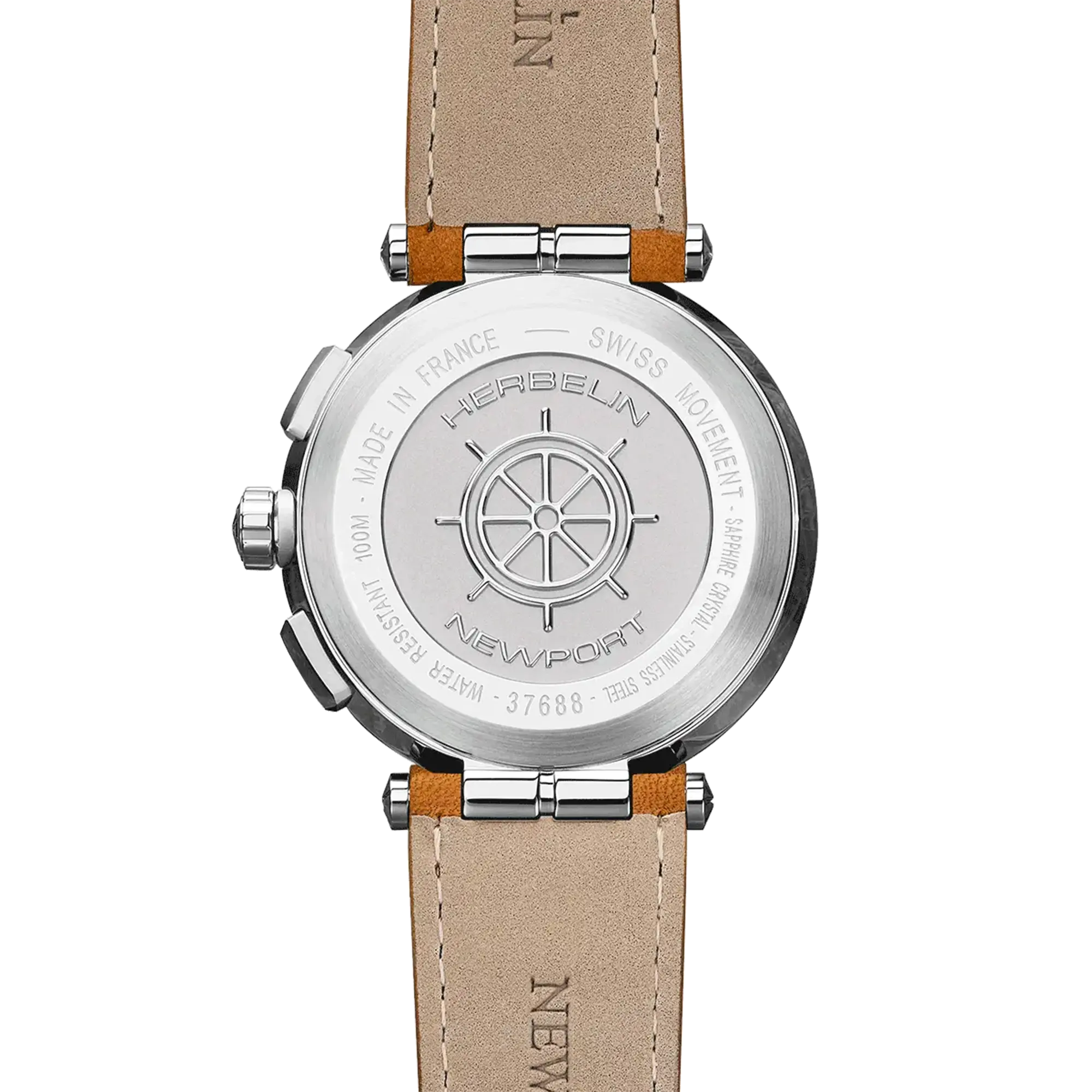 herbelin-newport-chronographe-homme-noir-cuir-camel-quartz image 4