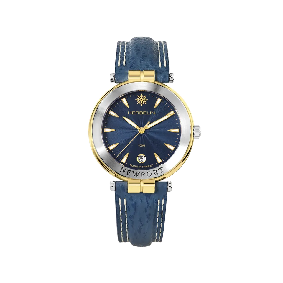 herbelin-newport-h-ritage-originals-montre-homme-quartz-cuir-bleu image 1