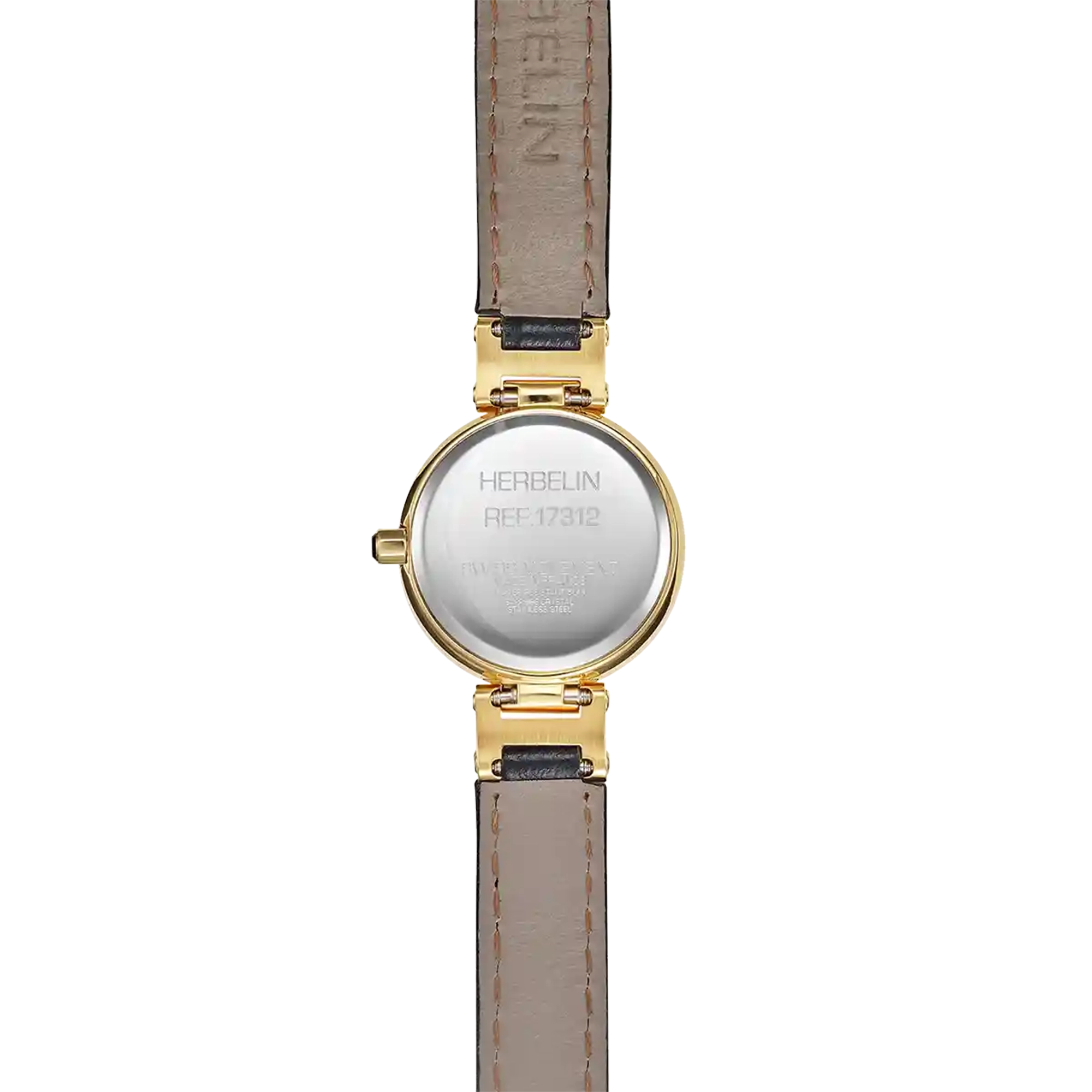 herbelin-lady-h-quartz-montre-femme-pvd-or-jaune-22-mm-cuir-noir image 4
