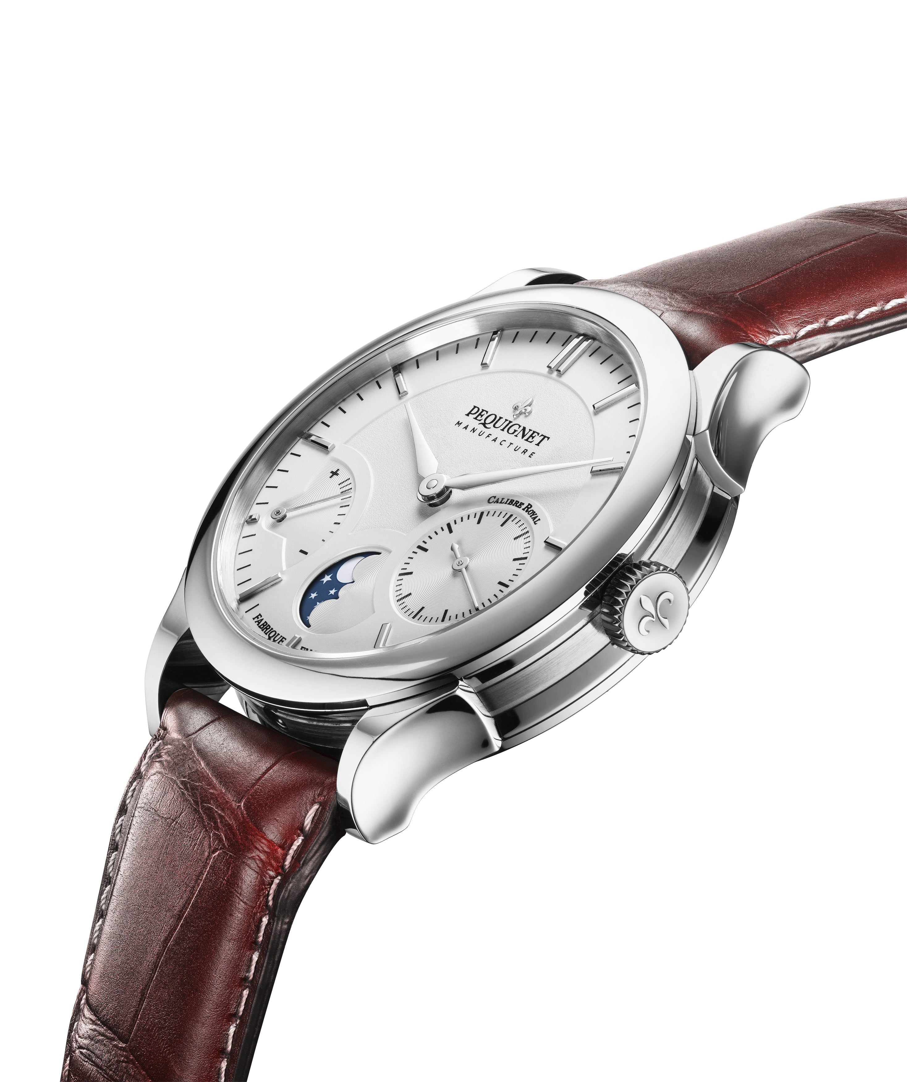 pequignet-royale-paris-alligator-marron-montre-grande-date-phases-de-lune image 3