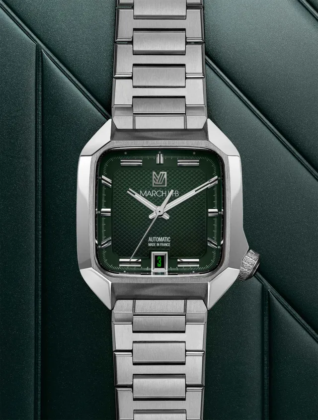 march-la-b-am2-automatique-grall-39-mm-montre-homme-octogonale-verte image 1
