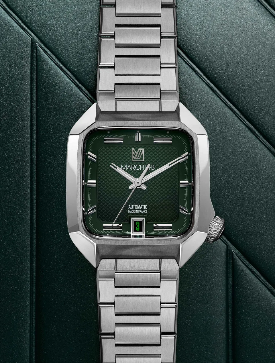 march-la-b-am2-automatique-grall-39-mm-montre-homme-octogonale-verte image 1