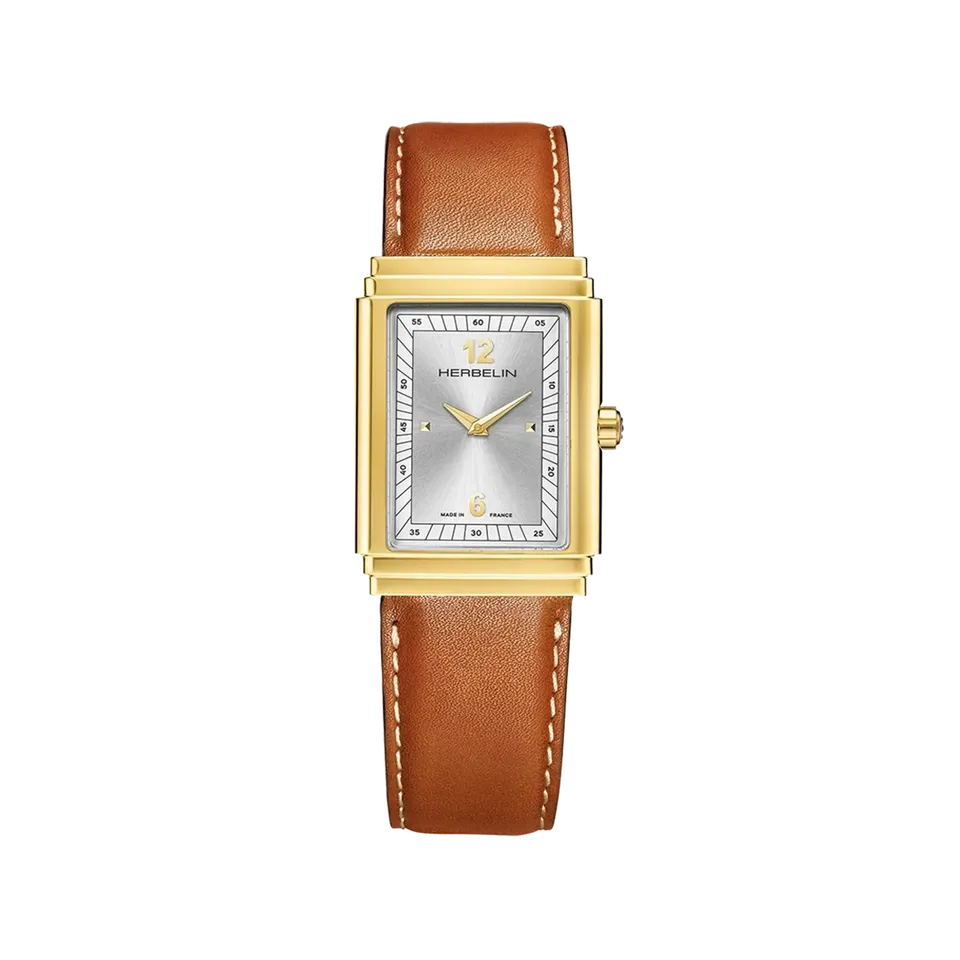 herbelin-art-d-co-1925-s-quartz-montre-homme-pvd-or-jaune-cuir image 1