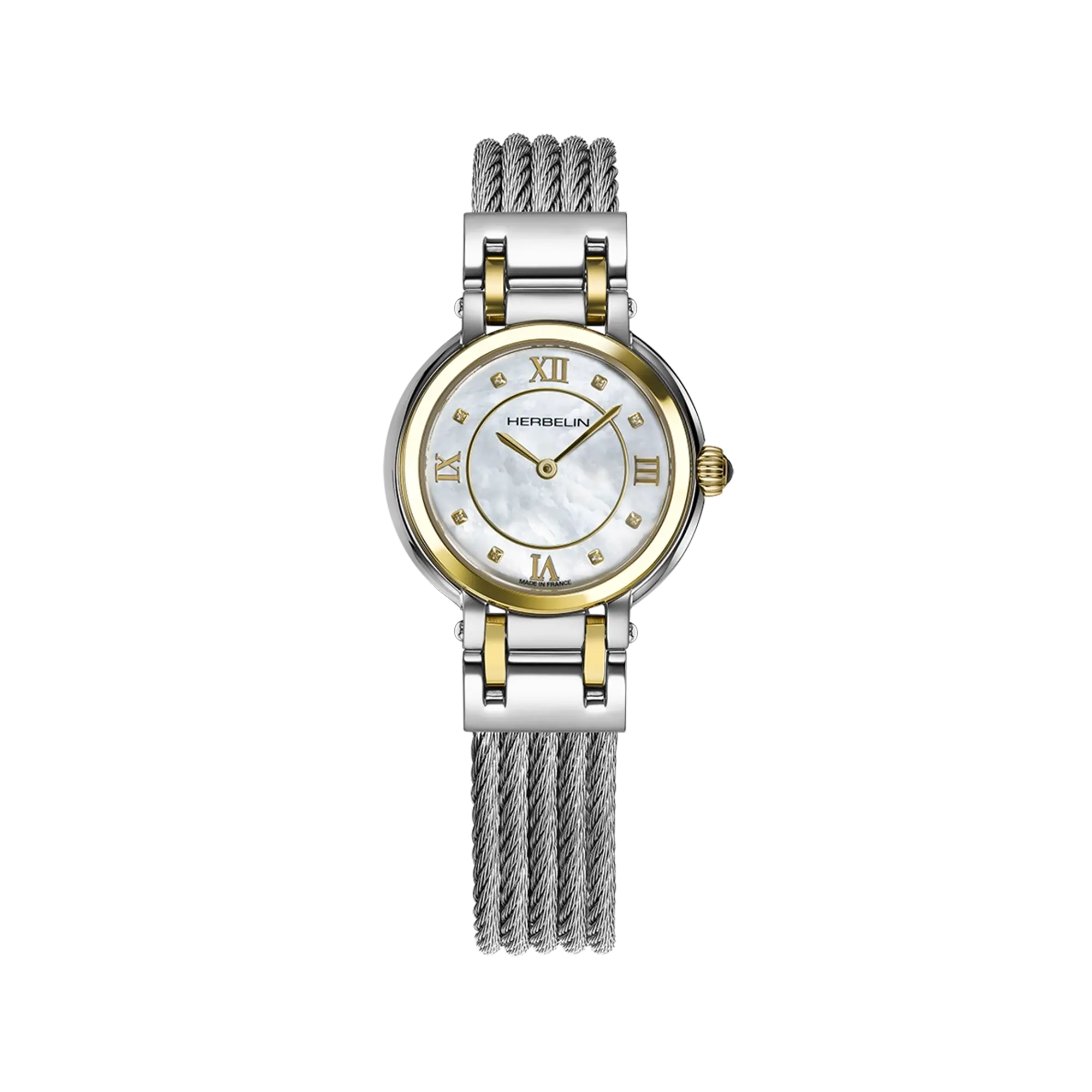 herbelin-galet-montre-quartz-femme-bicolore-nacre-zircons image 1