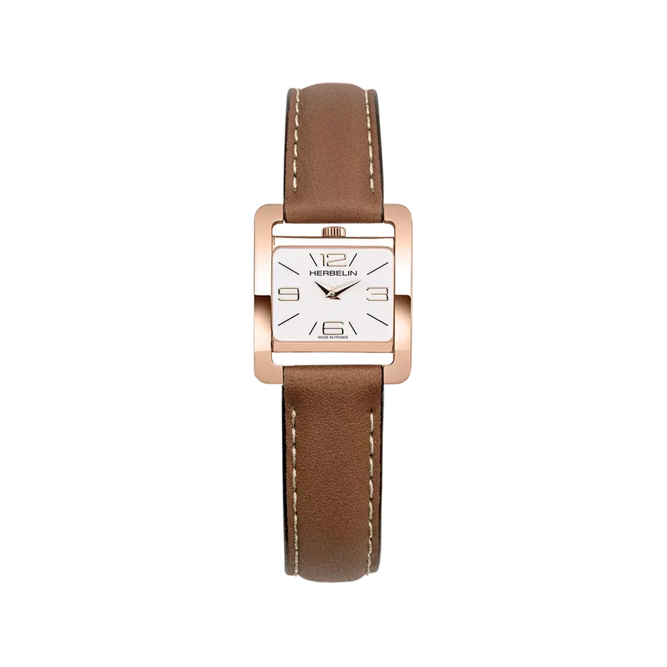 herbelin-v-me-avenue-quartz-montre-femme-pvd-or-rose-brun image 1