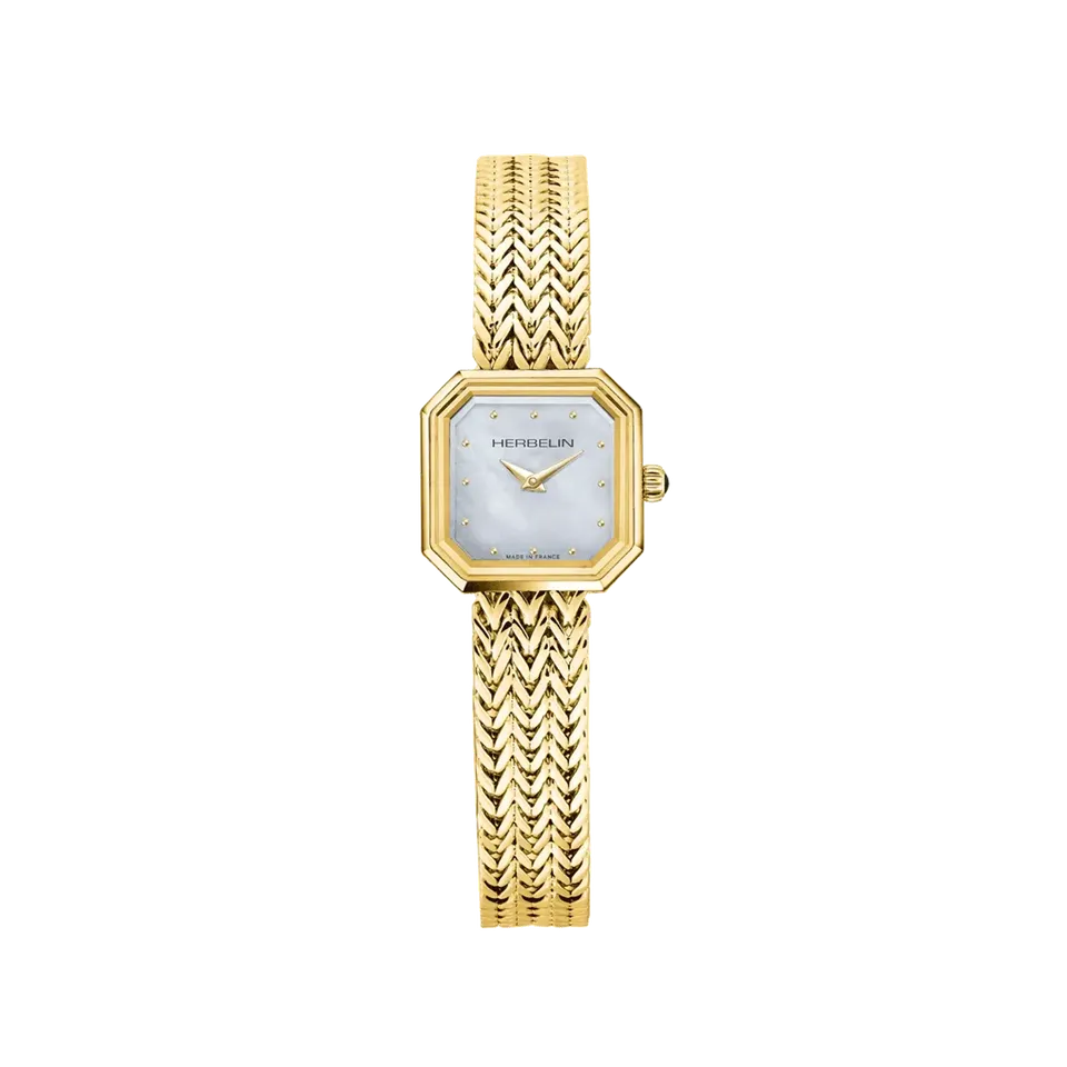 herbelin-octog-ne-montre-quartz-femme-dor-pvd-or-jaune-nacre-blanche image 1