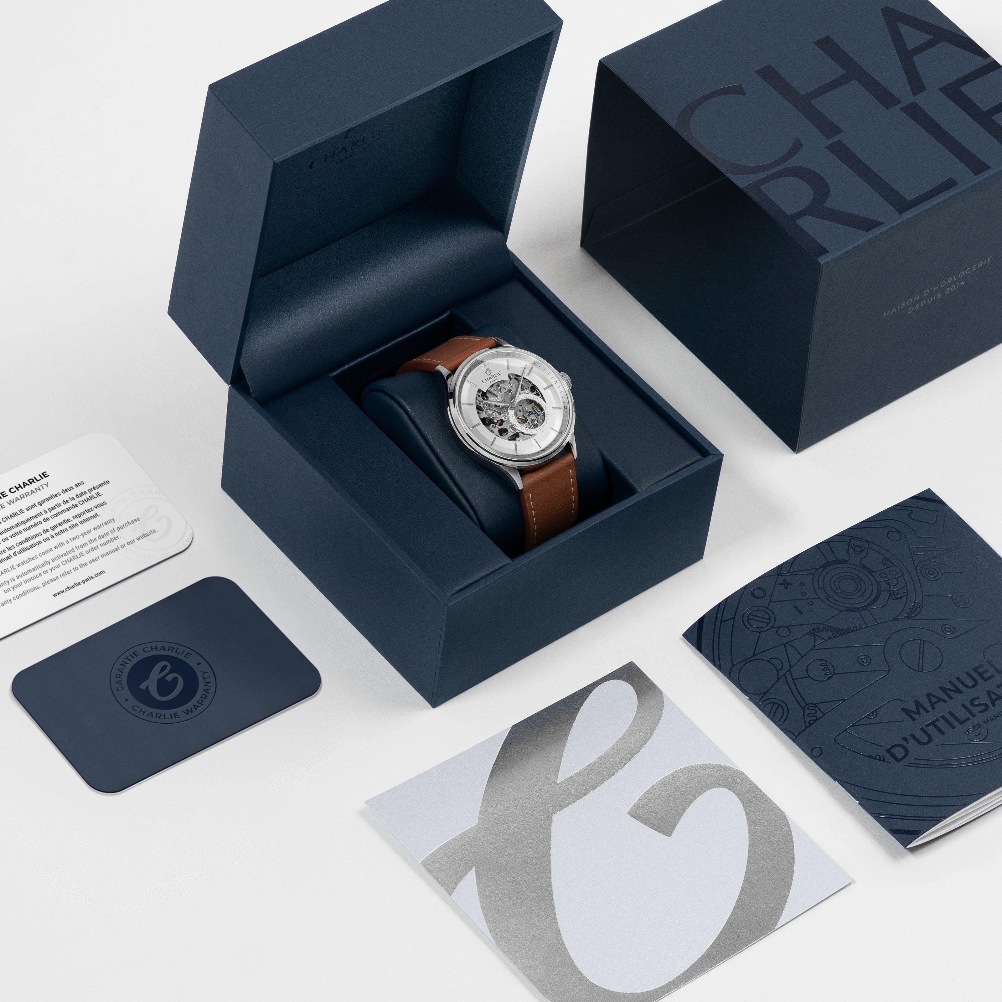 charlie-paris-initial-squelette-montre-automatique-homme-blanc-40mm-acier image 7