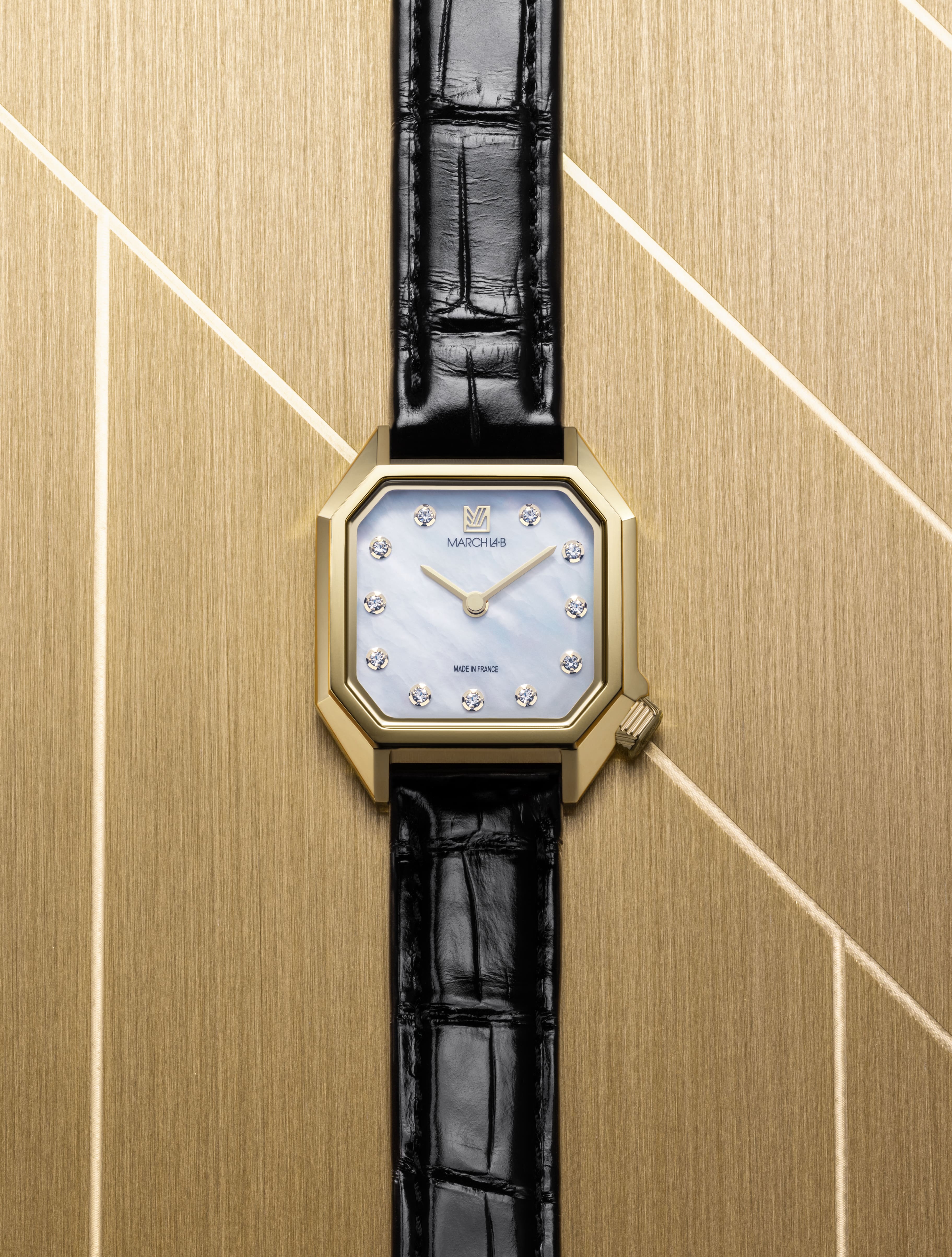 march-la-b-lady-mansart-diamants-nacre-or-18-carats-26-mm-montre-femme-quartz image 2