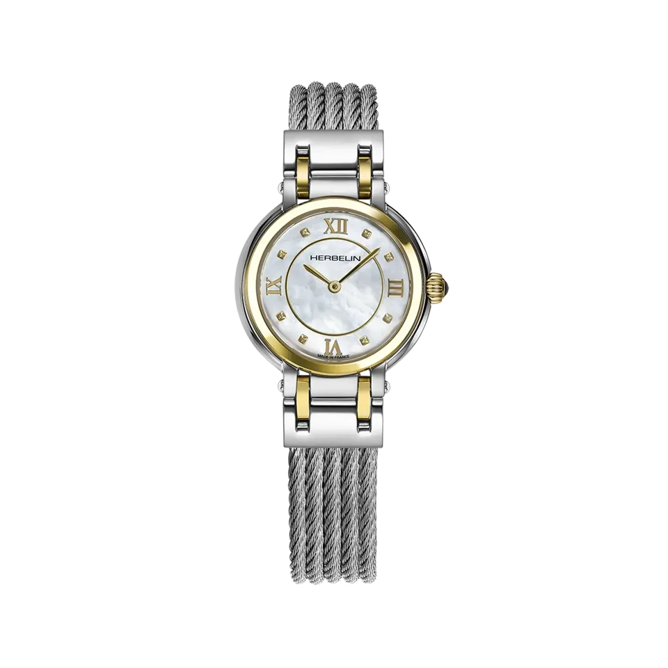 herbelin-galet-montre-quartz-femme-bicolore-nacre-zircons image 1