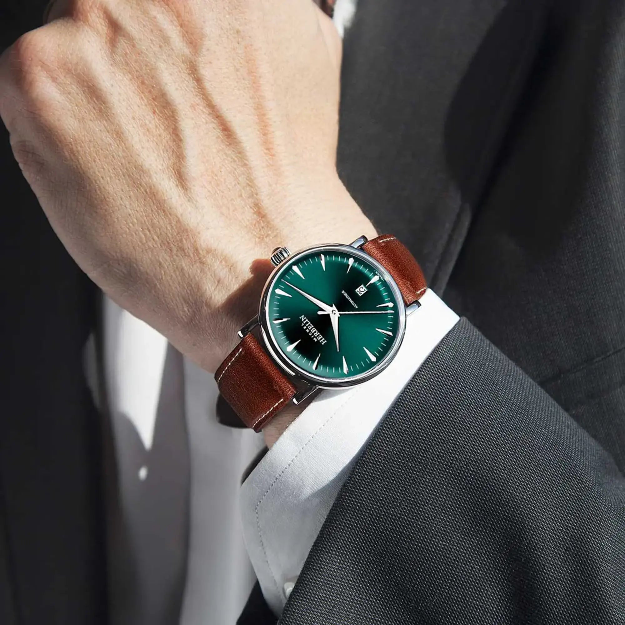 herbelin-inspiration-automatique-montre-homme-vert-acier-40mm image 2