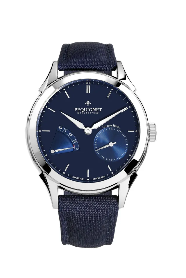 pequignet-royale-origine-montre-homme-cadran-bleu-intense-grande-date-calibre-ro image 1