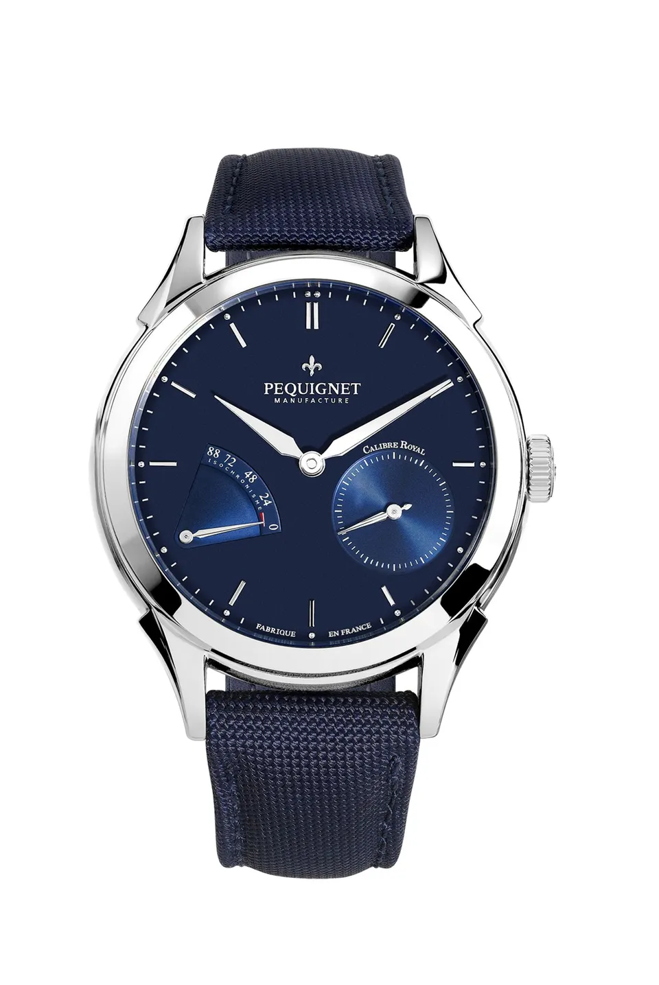 pequignet-royale-origine-montre-homme-cadran-bleu-intense-grande-date-calibre-ro image 1