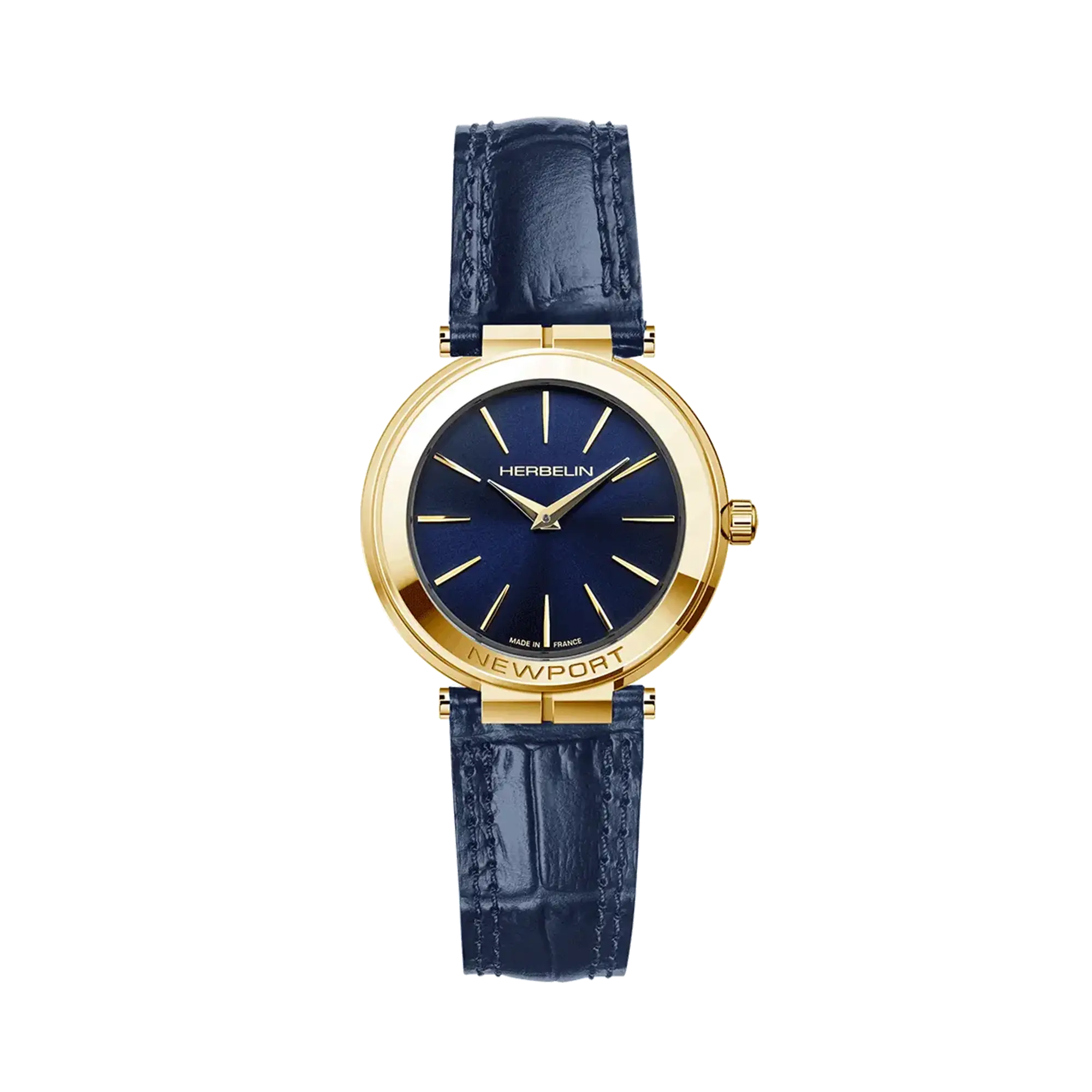 herbelin-newport-slim-femme-pvd-or-jaune-cuir-bleu-quartz image 1