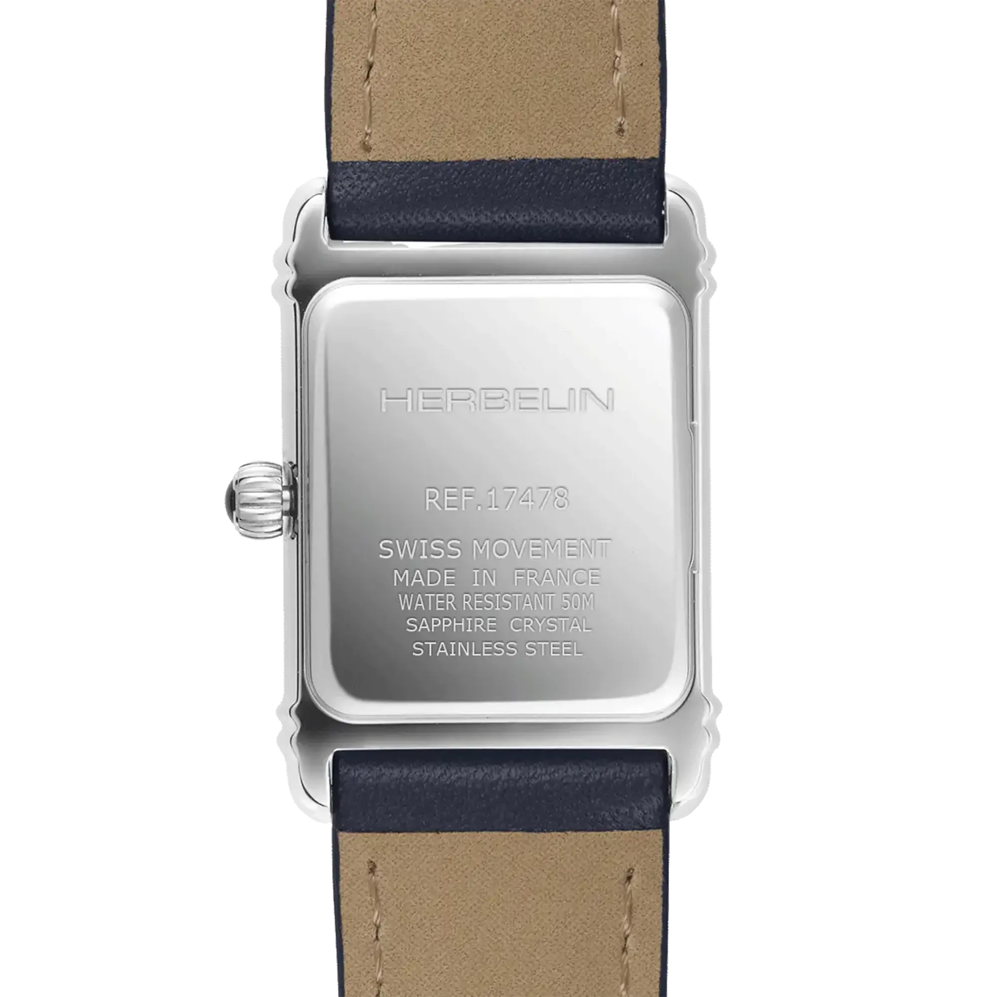 herbelin-art-d-co-quartz-montre-femme-acier-cuir-bleu-marine image 4