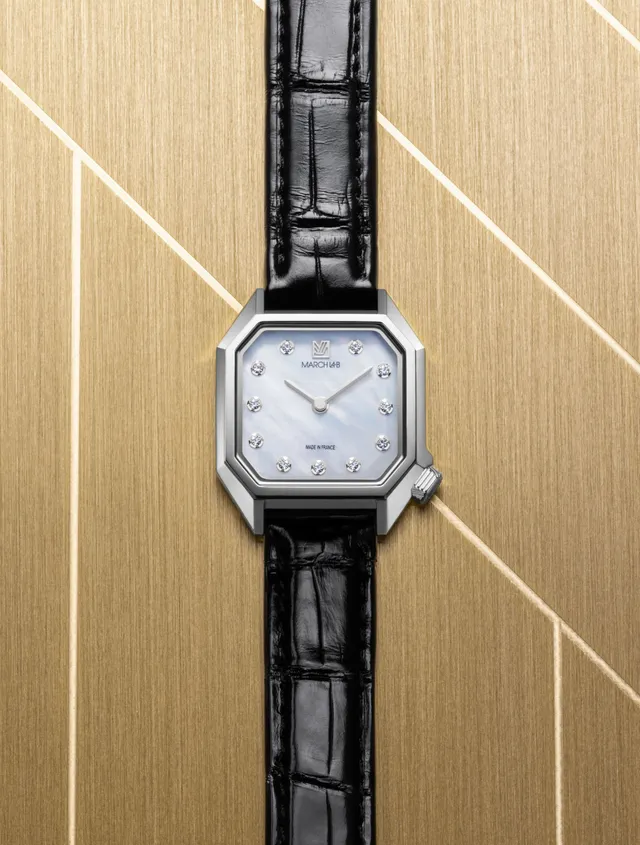 march-la-b-lady-mansart-diamants-nacre-acier-montre-femme-26-mm image 1