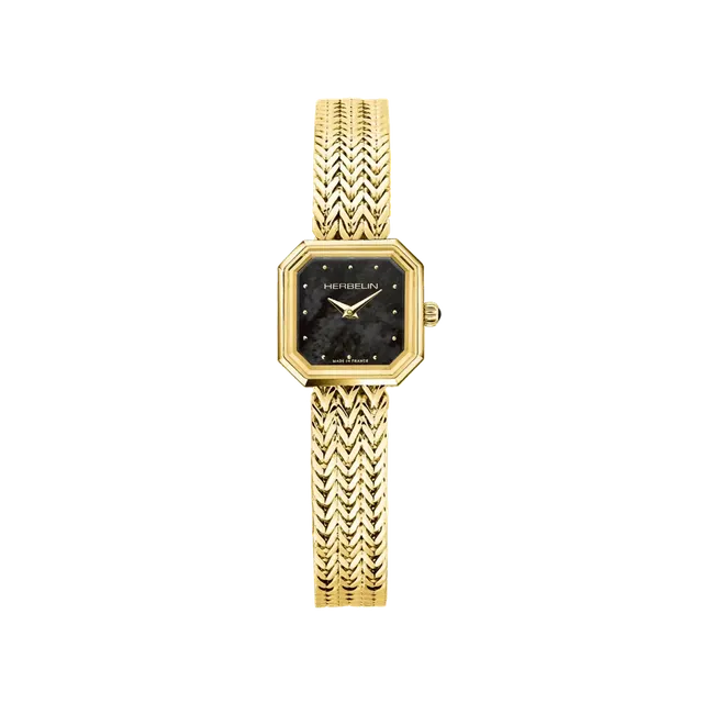 herbelin-octog-ne-quartz-carr-femme-dor-nacre-noire image 1