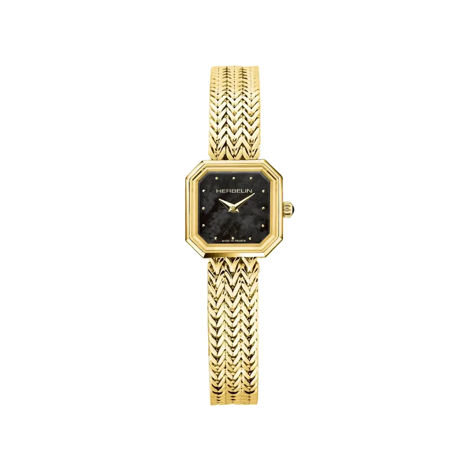 herbelin-octog-ne-quartz-carr-femme-dor-nacre-noire image 1