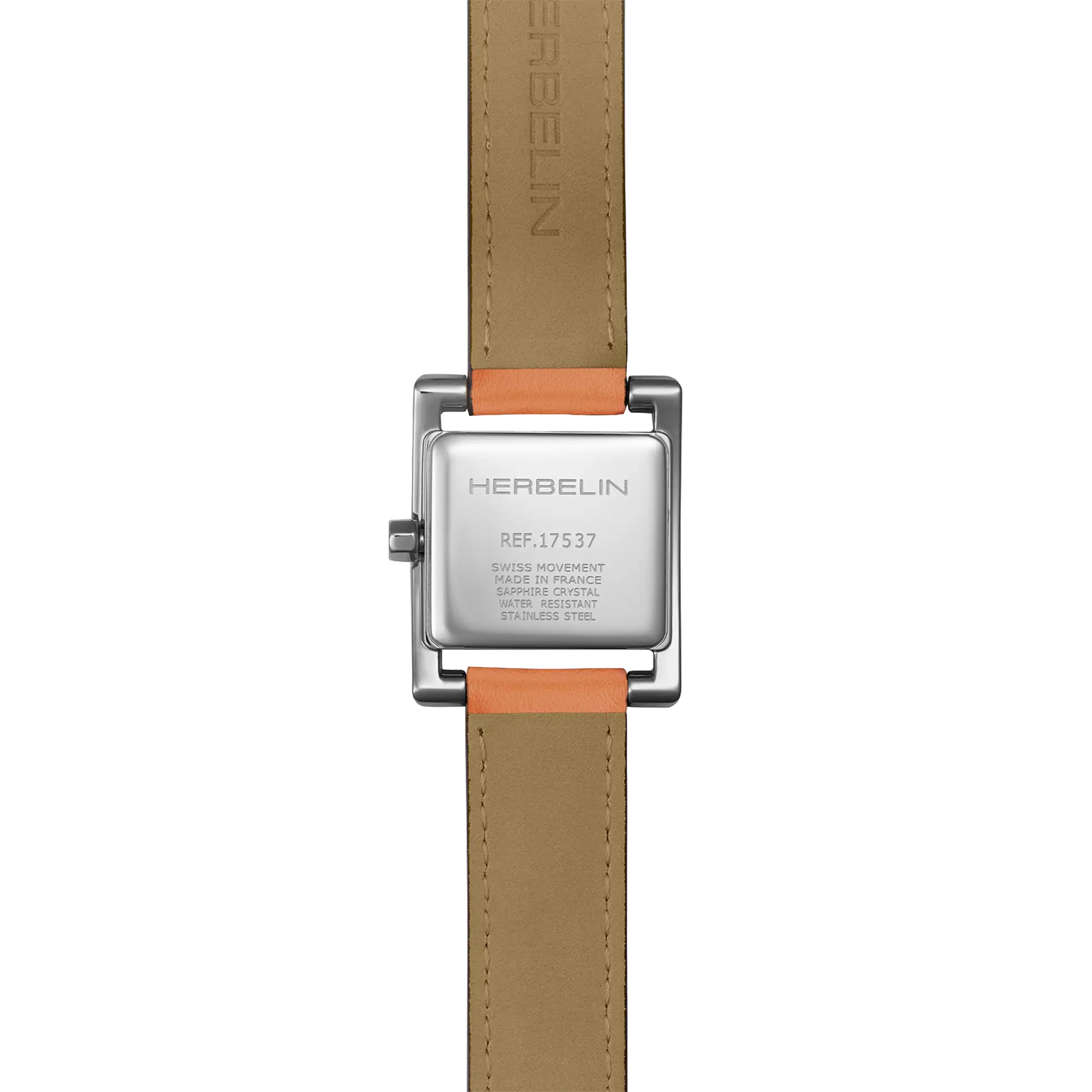herbelin-ve-avenue-quartz-femme-montre-rectangulaire-acier-bracelet-cuir-orange image 4
