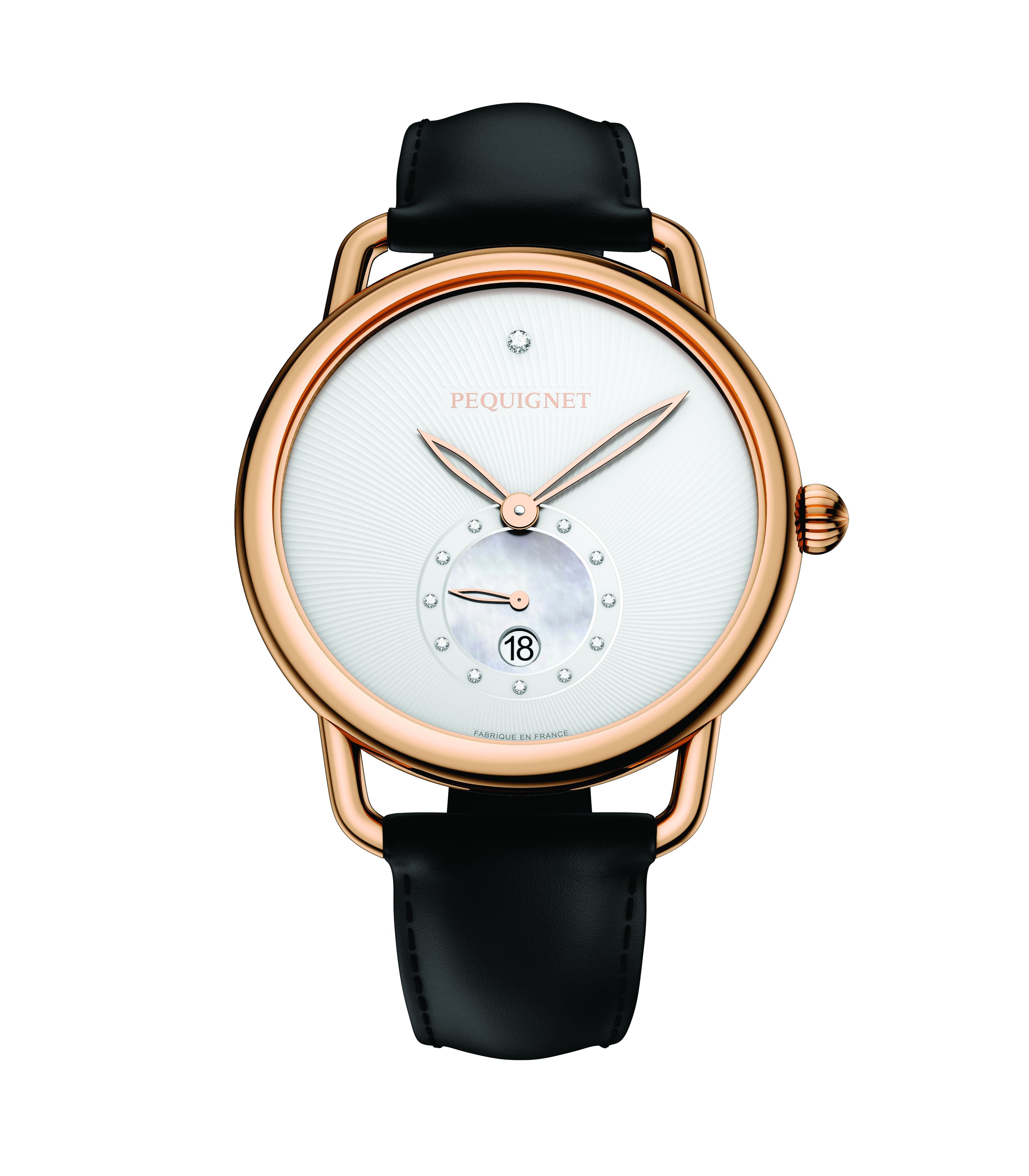 pequignet-equus-origine-montre-femme-or-rose-quartz-date image 1