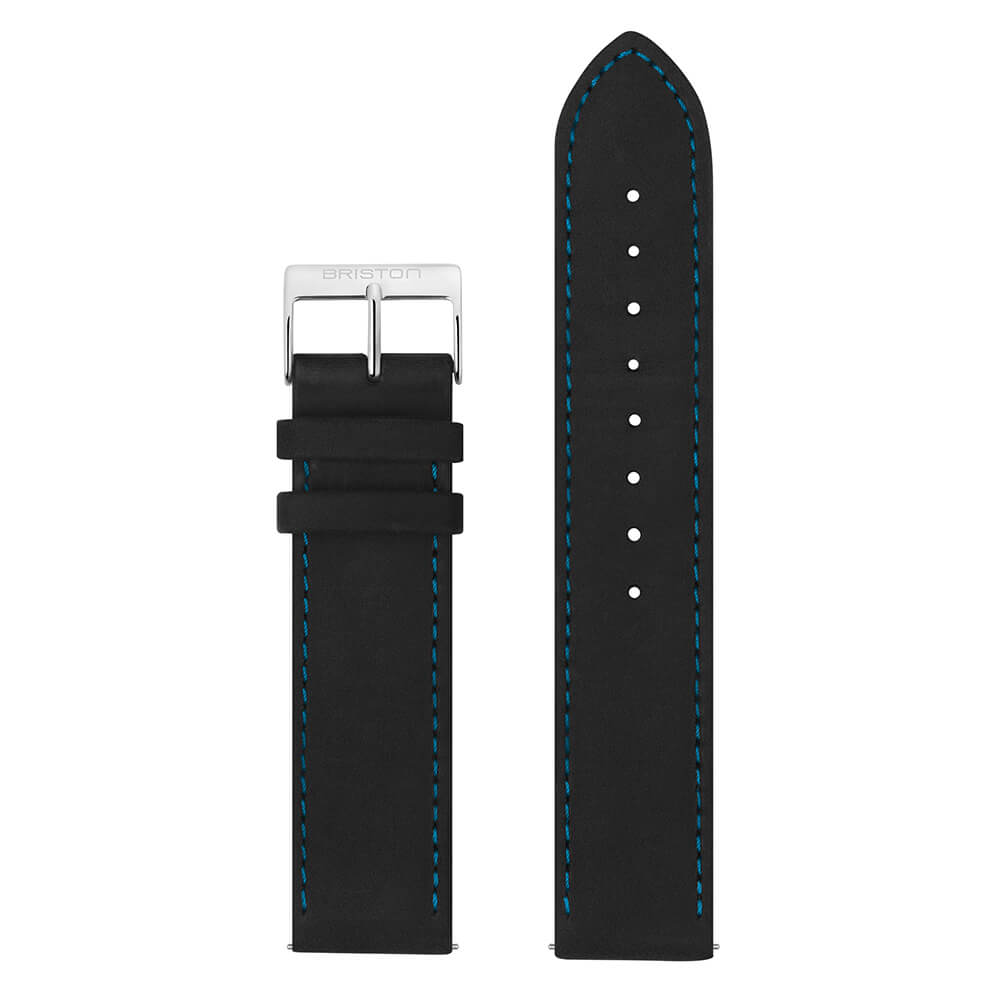 briston-bracelet-cuir-vintage-noir-surpiq-res-bleues-20-mm image 1