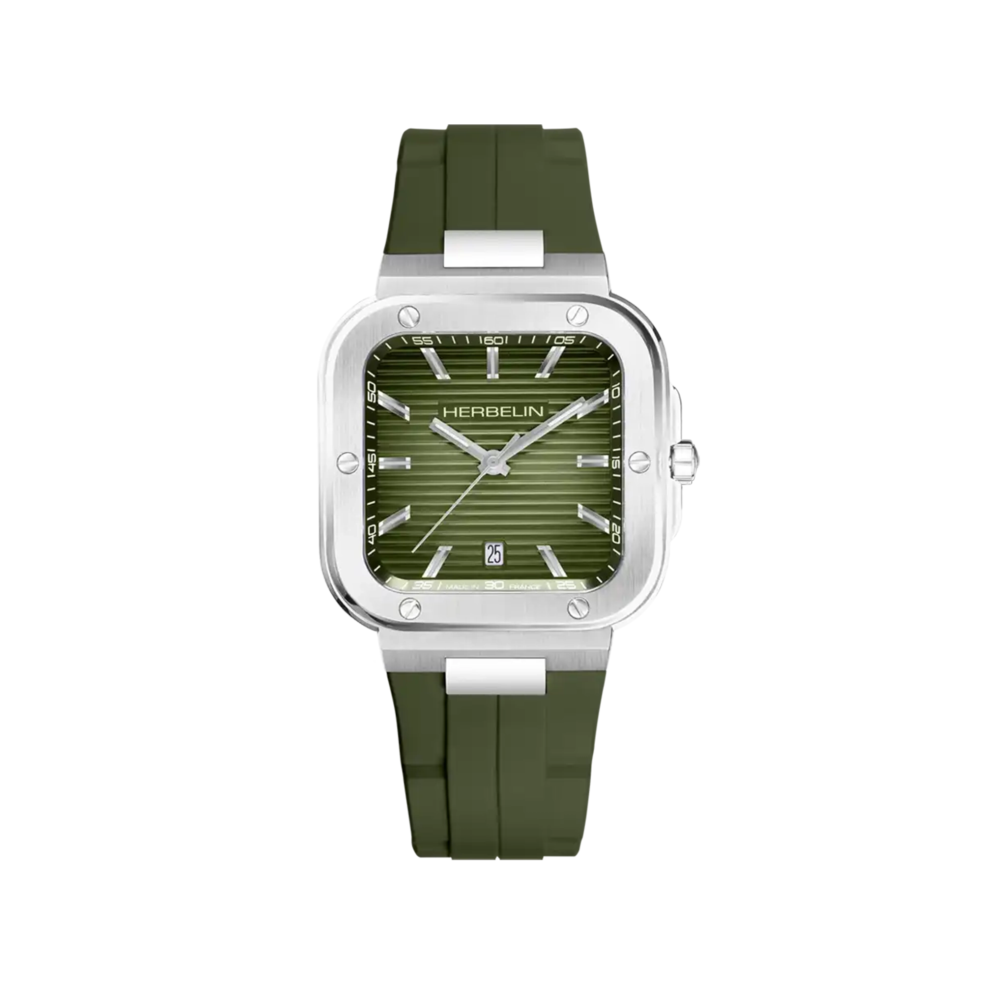 herbelin-cap-camarat-square-montre-homme-quartz-kaki-fkm-acier image 1
