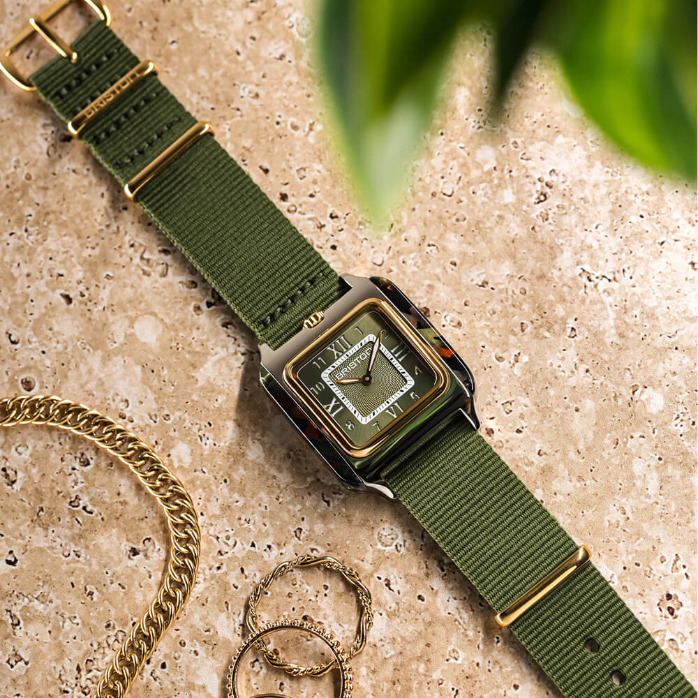 briston-streamliner-kennedy-spring-hm-gold-vert-olive-30-mm-quartz image 2