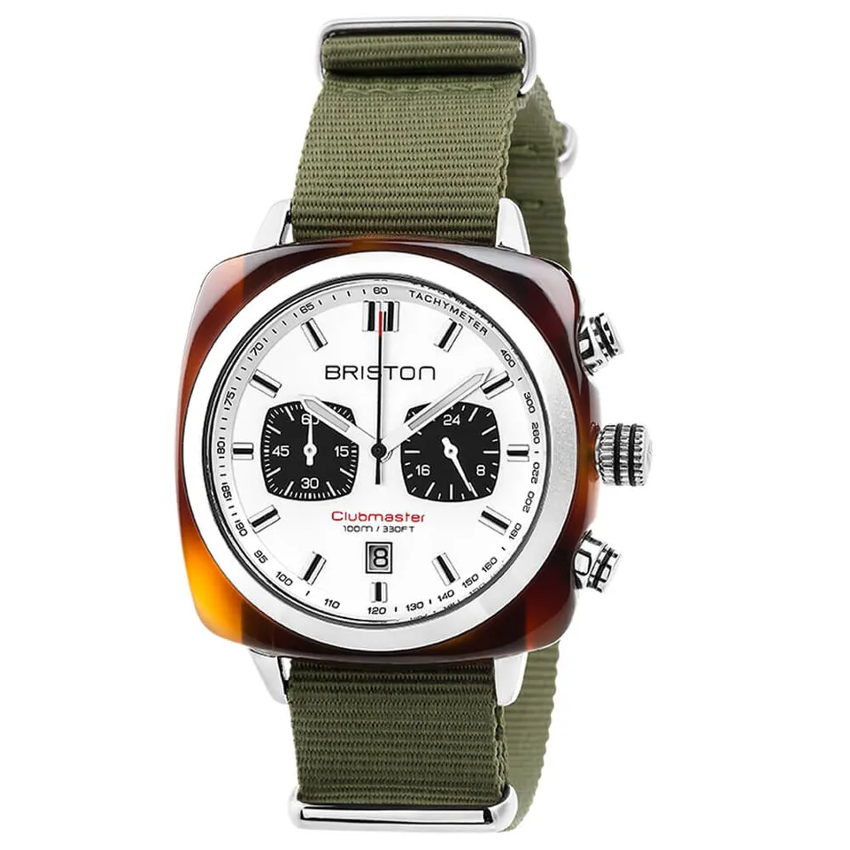 briston-clubmaster-sport-chronographe-42-mm-blanc-acier-caille image 1