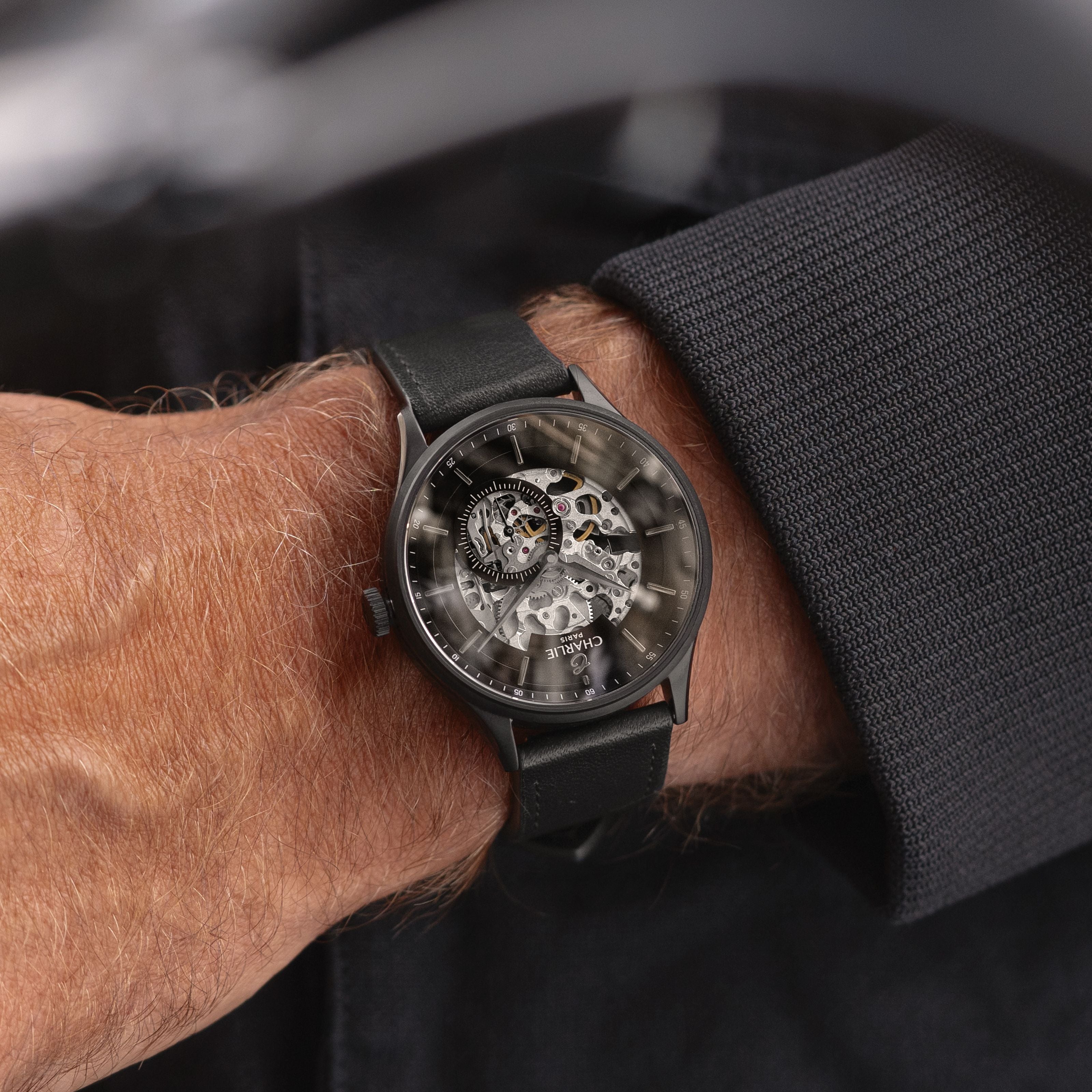 charlie-paris-initial-squelette-phantom-montre-automatique-homme-noire-pvd-40mm image 2