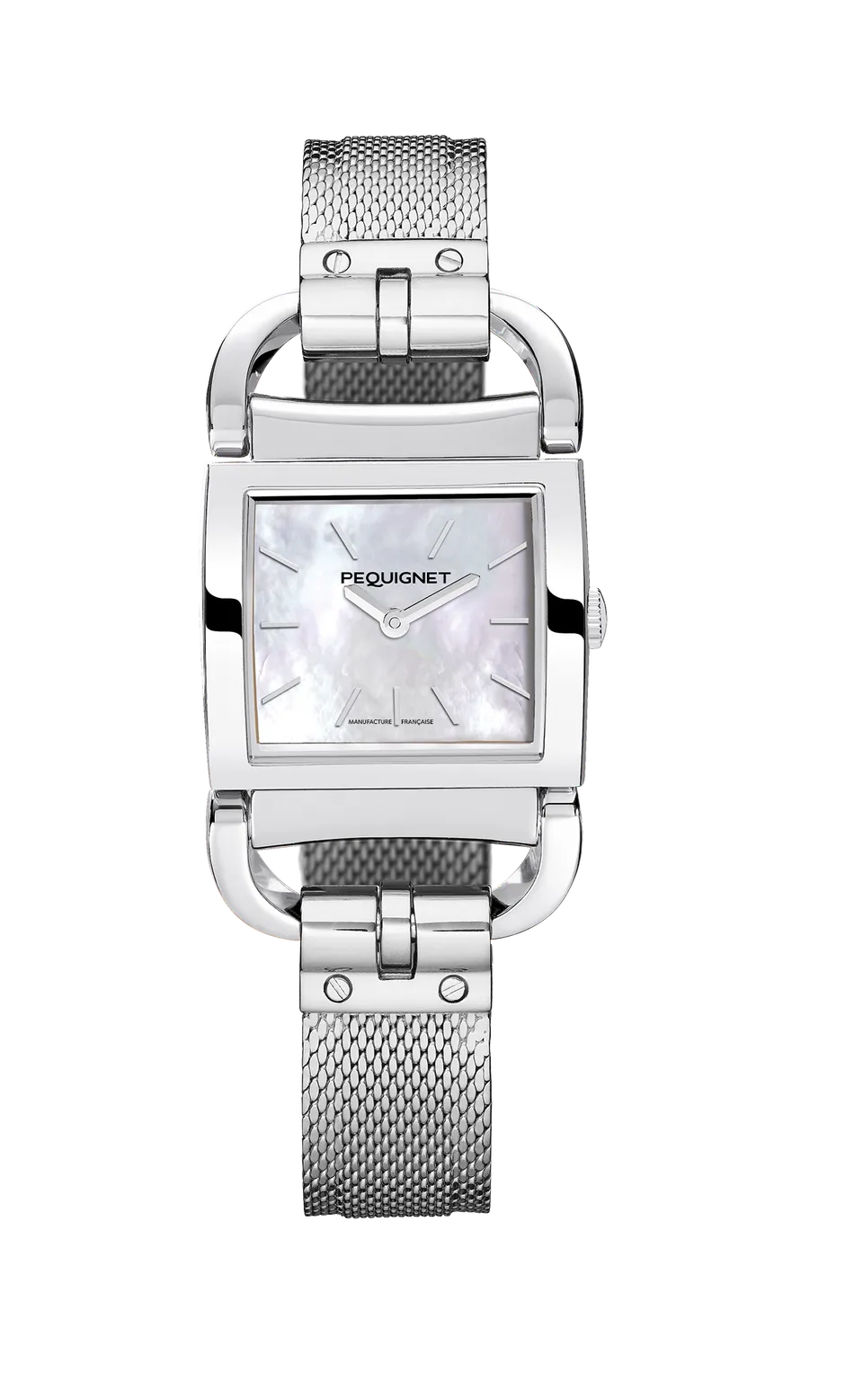 pequignet-equus-attelage-montre-quartz-cadran-nacre-bo-tier-acier-rectangulaire image 1