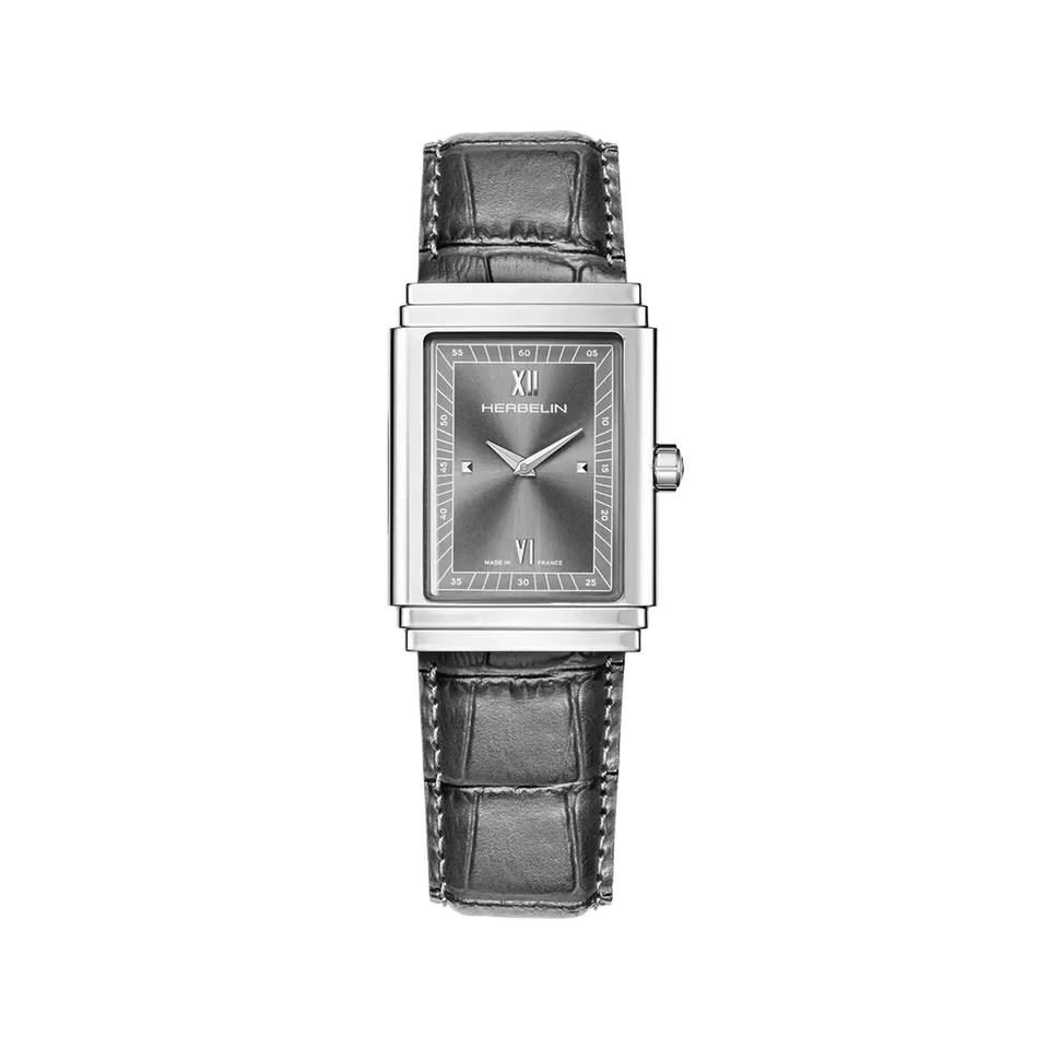 herbelin-art-d-co-1925-s-anthracite-montre-quartz-homme-cuir image 1