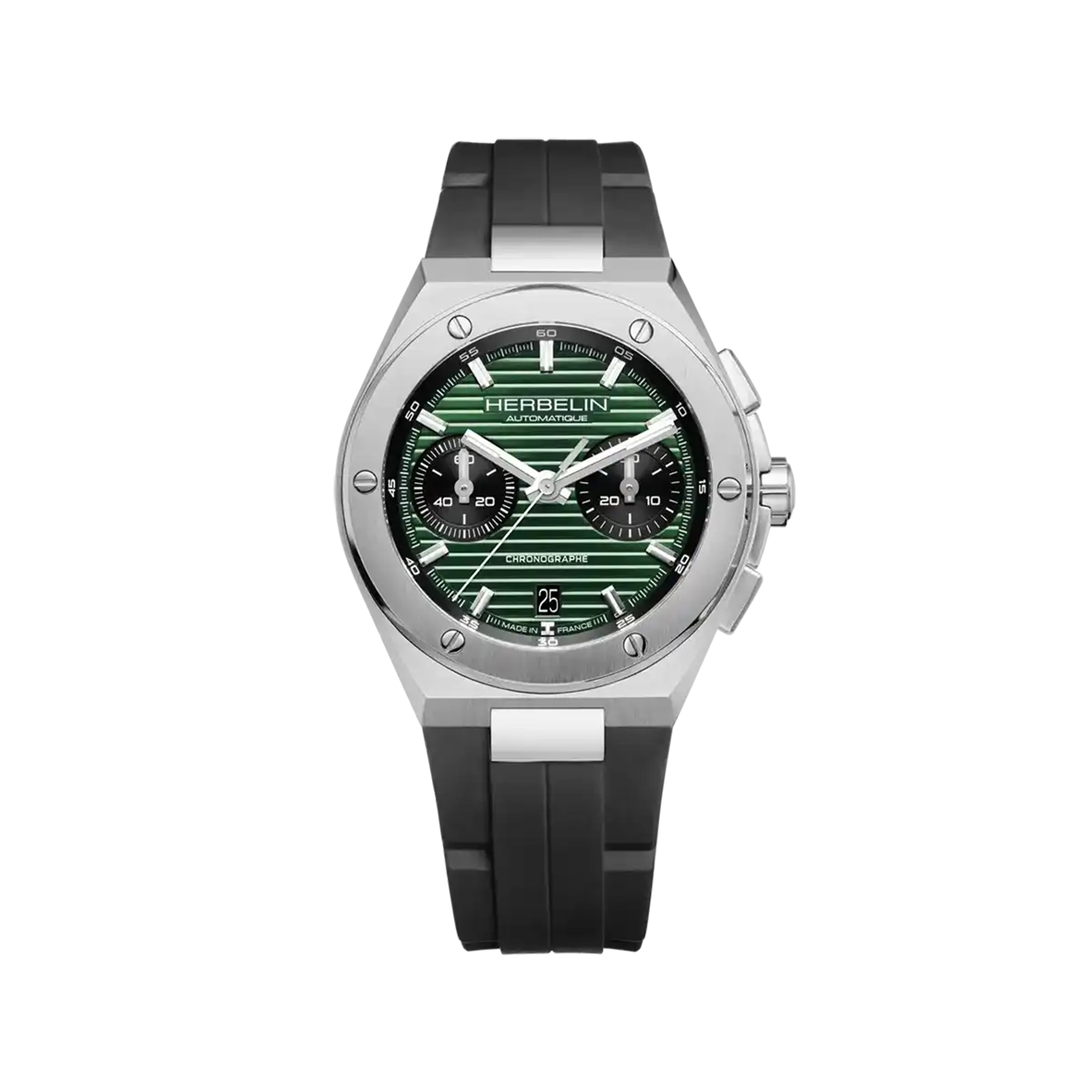 herbelin-cap-camarat-chrono-automatique-vert-fkm-noir-montre-homme image 1