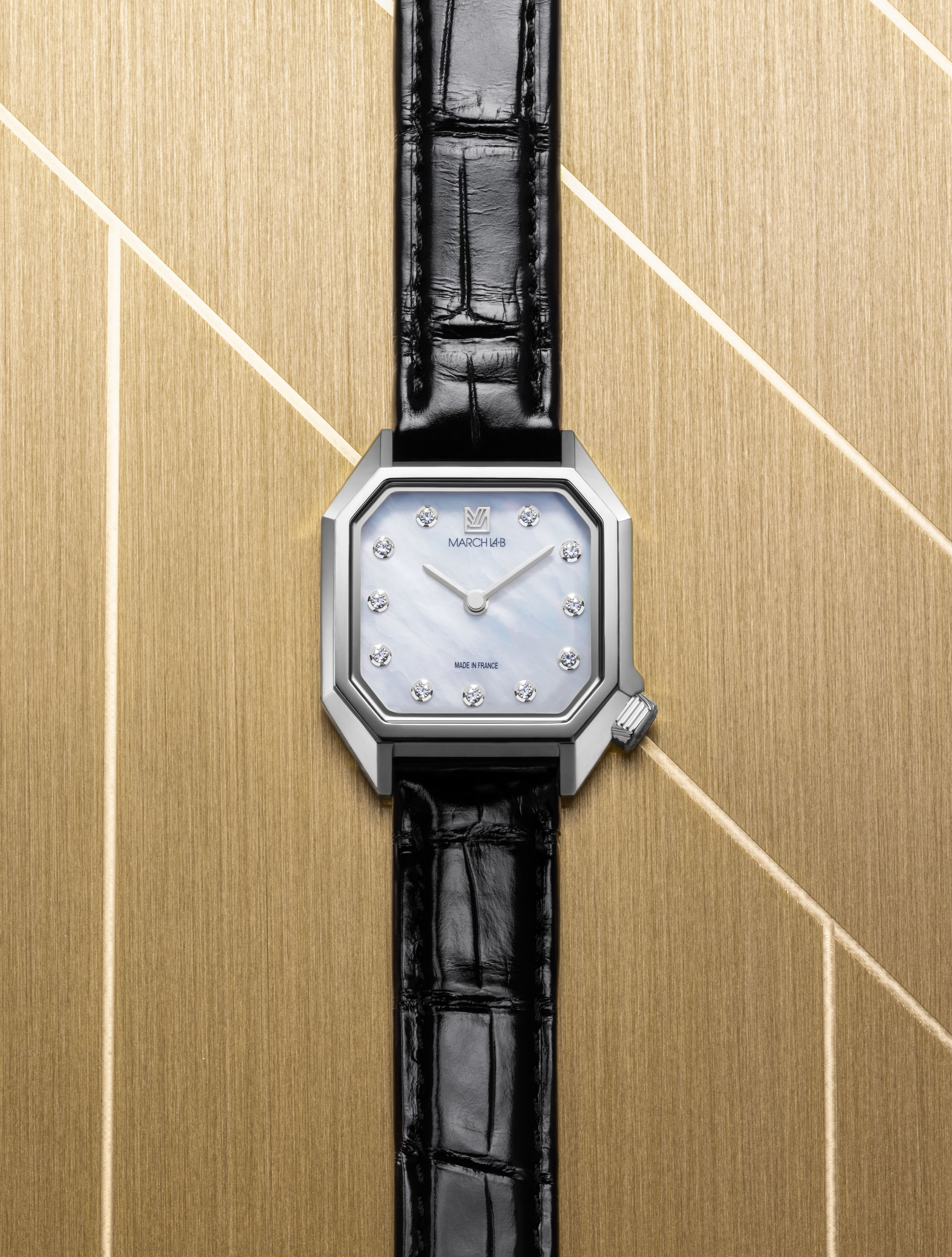 march-la-b-lady-mansart-diamants-nacre-acier-montre-femme-26-mm image 1