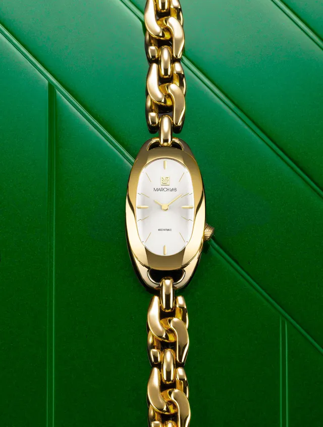 march-la-b-oblongue-continental-montre-femme-ovale-20-mm-dor-e image 1
