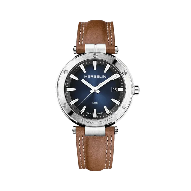 herbelin-newport-quartz-date-homme-acier-bleu-cuir image 1