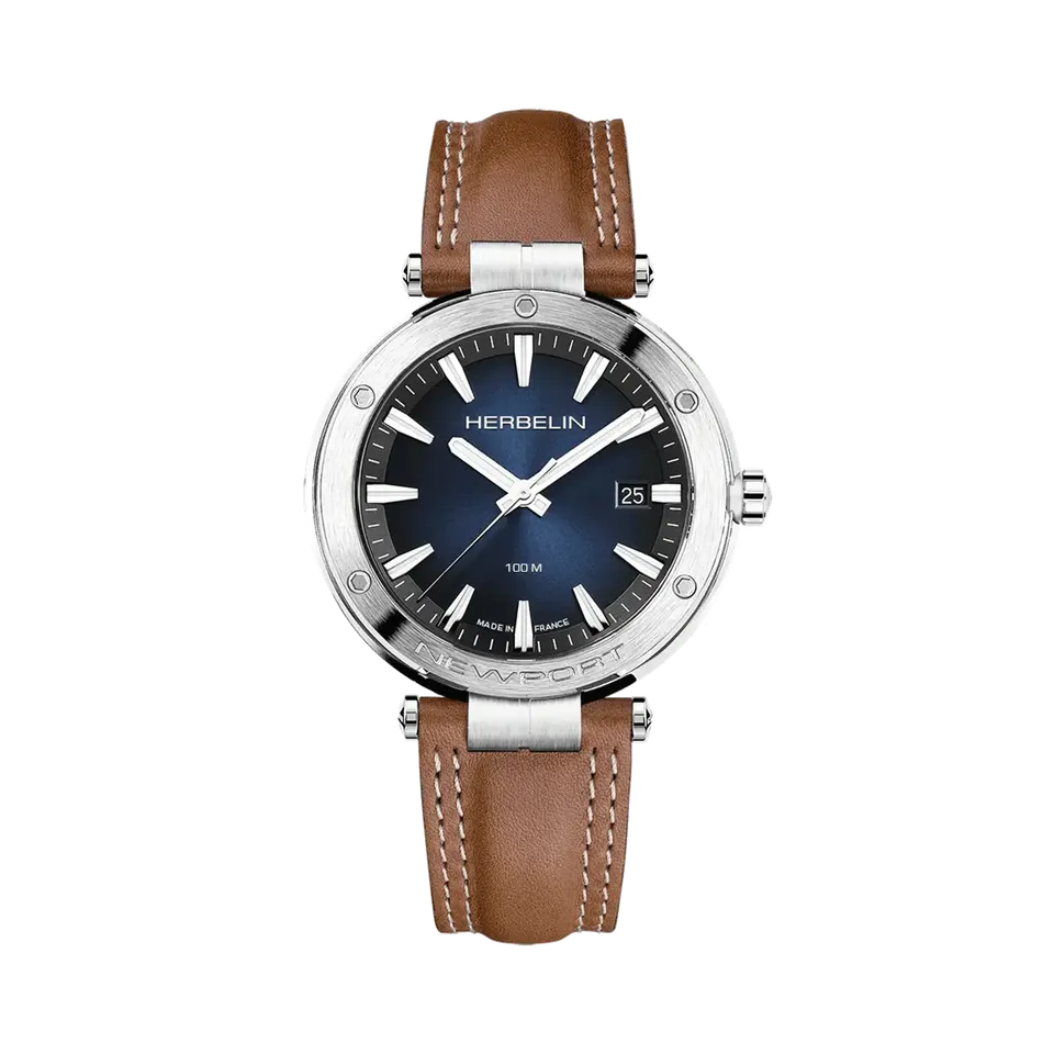 herbelin-newport-quartz-date-homme-acier-bleu-cuir image 1