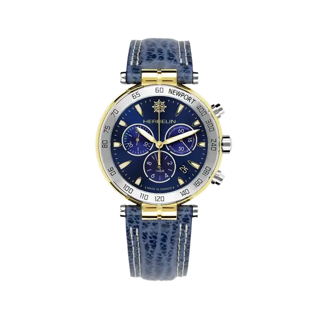 herbelin-newport-h-ritage-originals-chronographe-homme-acier-or-jaune-cadran-ble image 1