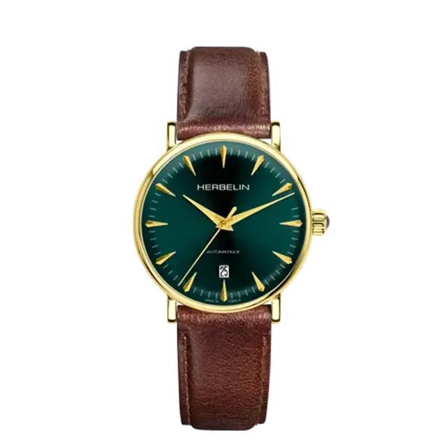 herbelin-inspiration-automatique-cadran-vert-et-cuir-brun-homme image 1