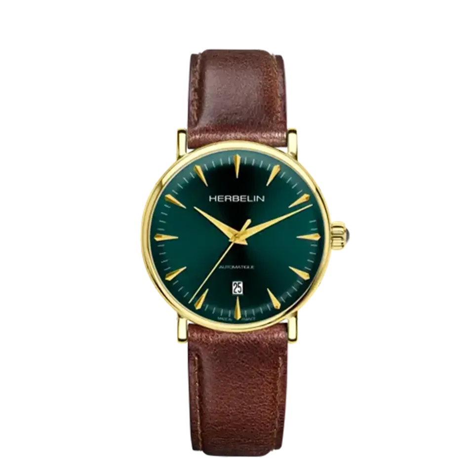 herbelin-inspiration-automatique-cadran-vert-et-cuir-brun-homme image 1