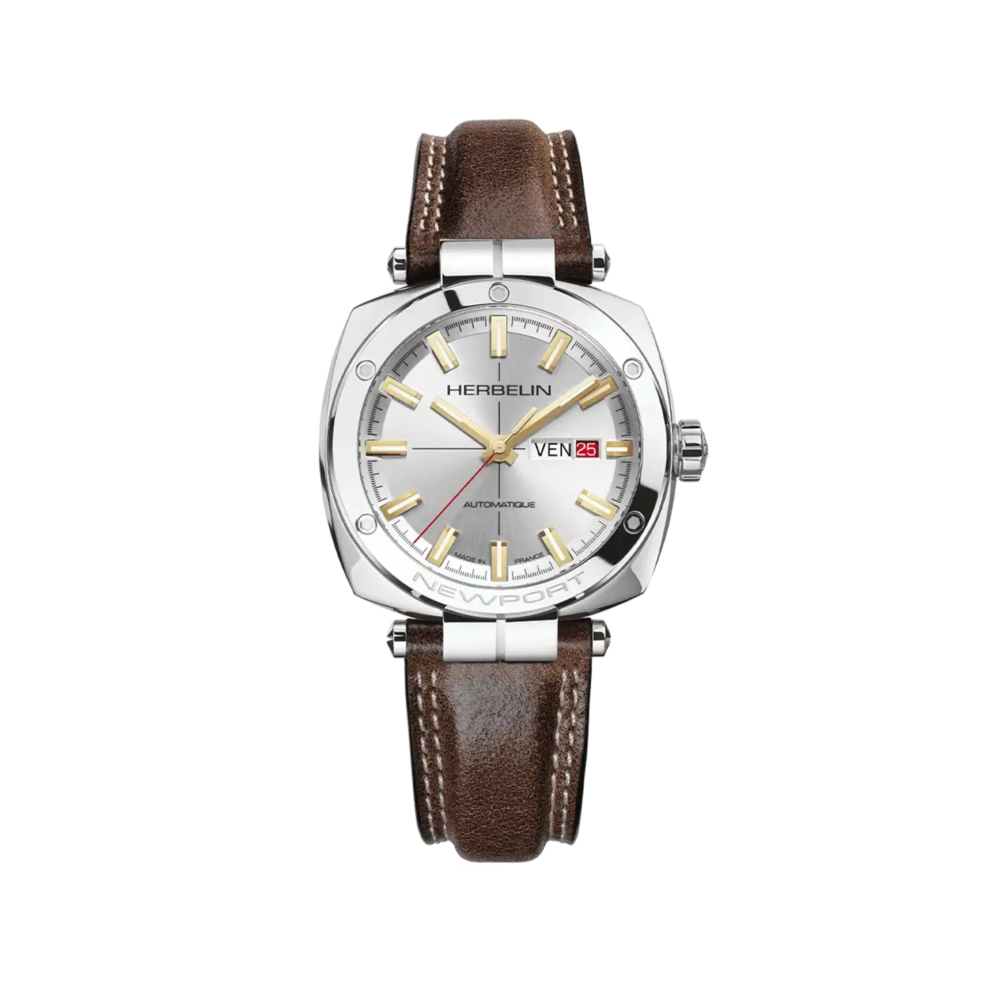 herbelin-newport-h-ritage-automatique-homme-42mm-acier-cuir-brun image 1