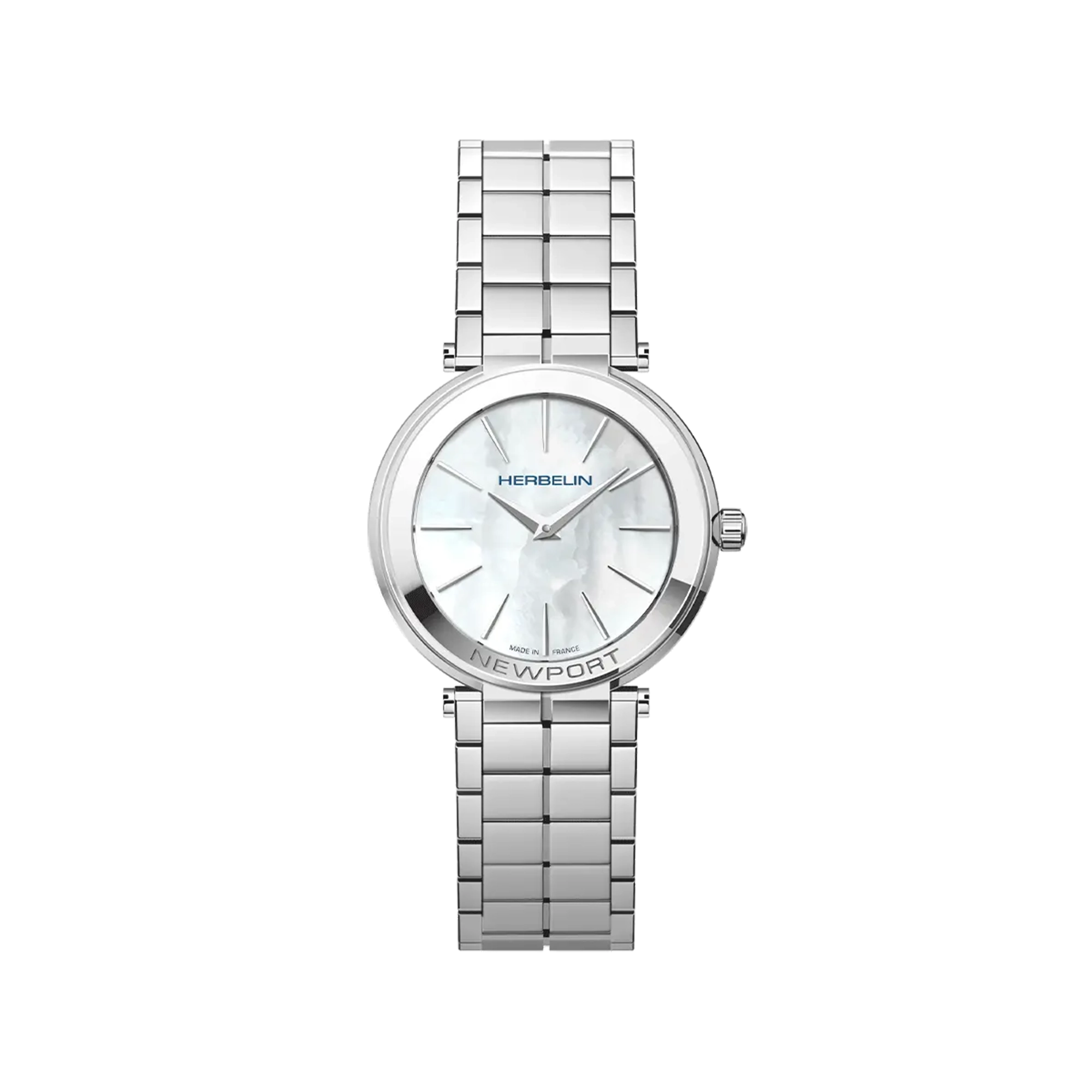 herbelin-newport-slim-femme-acier-316l-nacre-blanche-quartz image 1
