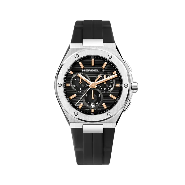 herbelin-cap-camarat-chronographe-acier-fkm-noir-homme image 1