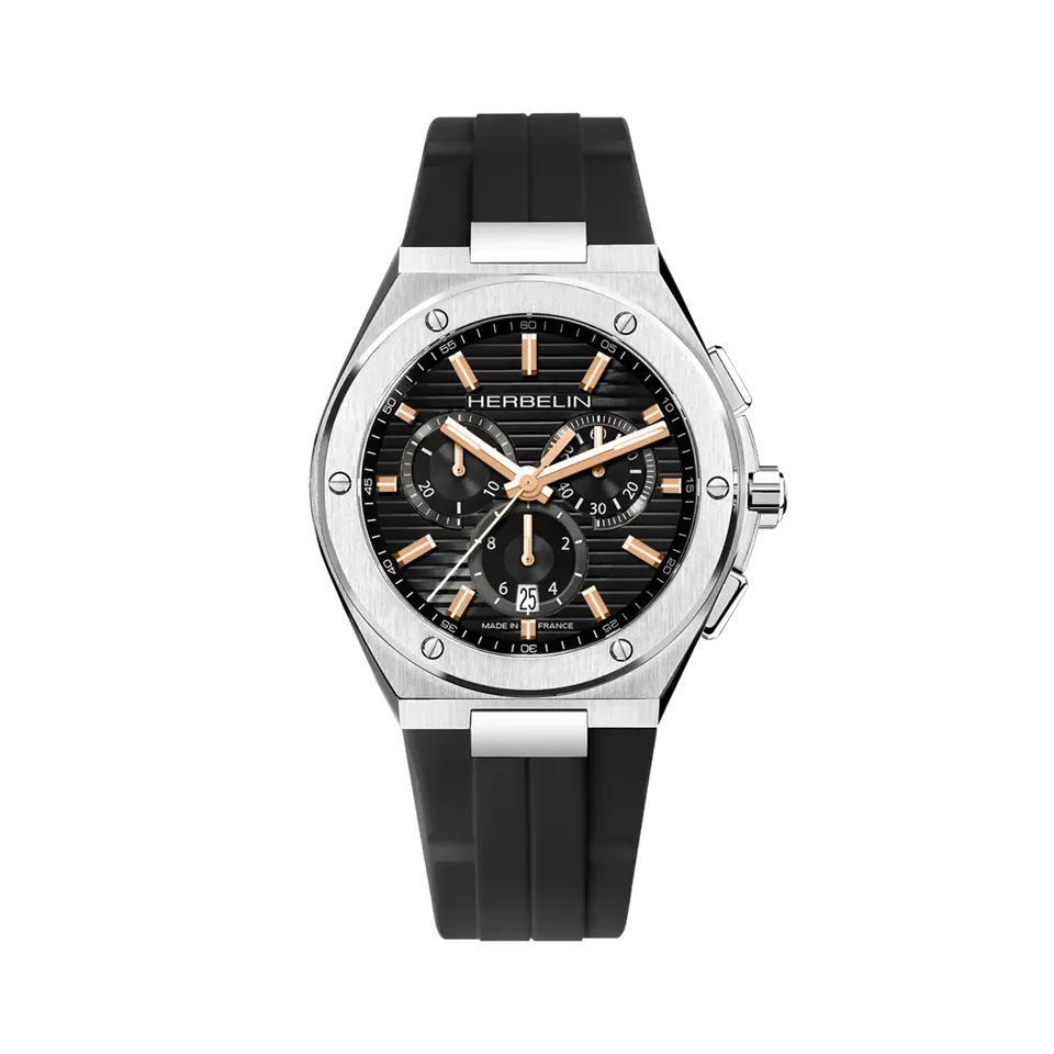 herbelin-cap-camarat-chronographe-acier-fkm-noir-homme image 1