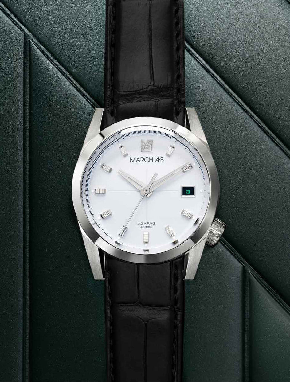 march-la-b-am89-automatique-steel-montre-homme-ronde-38-mm-cadran-blanc image 1