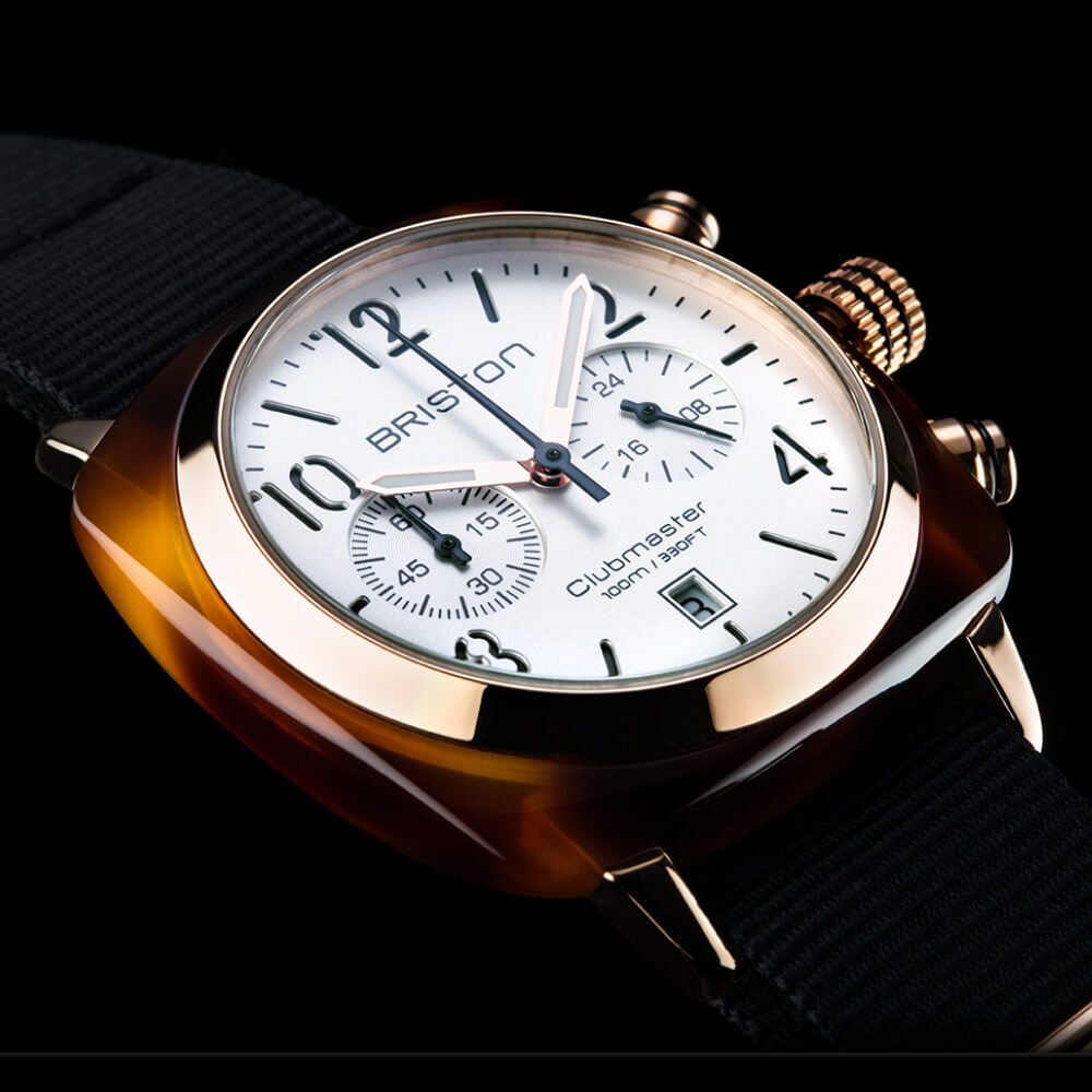 briston-clubmaster-classic-montre-chronographe-quartz-40-mm-or-rose-blanc image 2