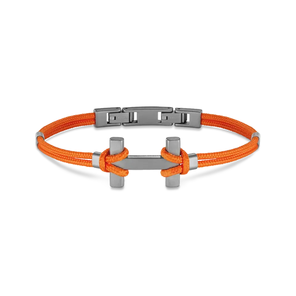 herbelin-bracelet-amarrage-titane-sabl-cordon-nylon-orange-homme image 1